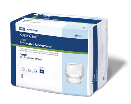 Unisex Adult Absorbent Underwear Sure Care™ Super Pull On with Tear Away Seams Large Disposable Heavy Absorbency - 1215
