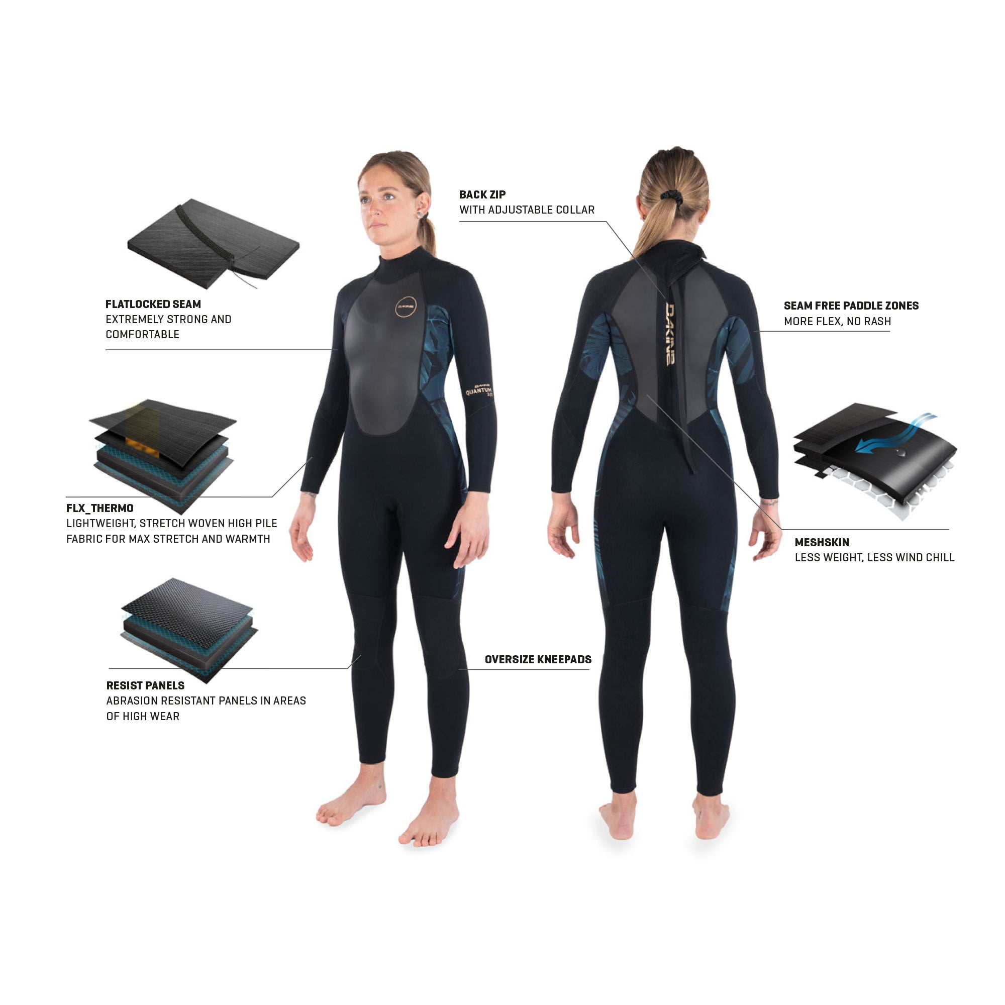 Dakine Womens Quantum Back Zip F/L 3/2mm