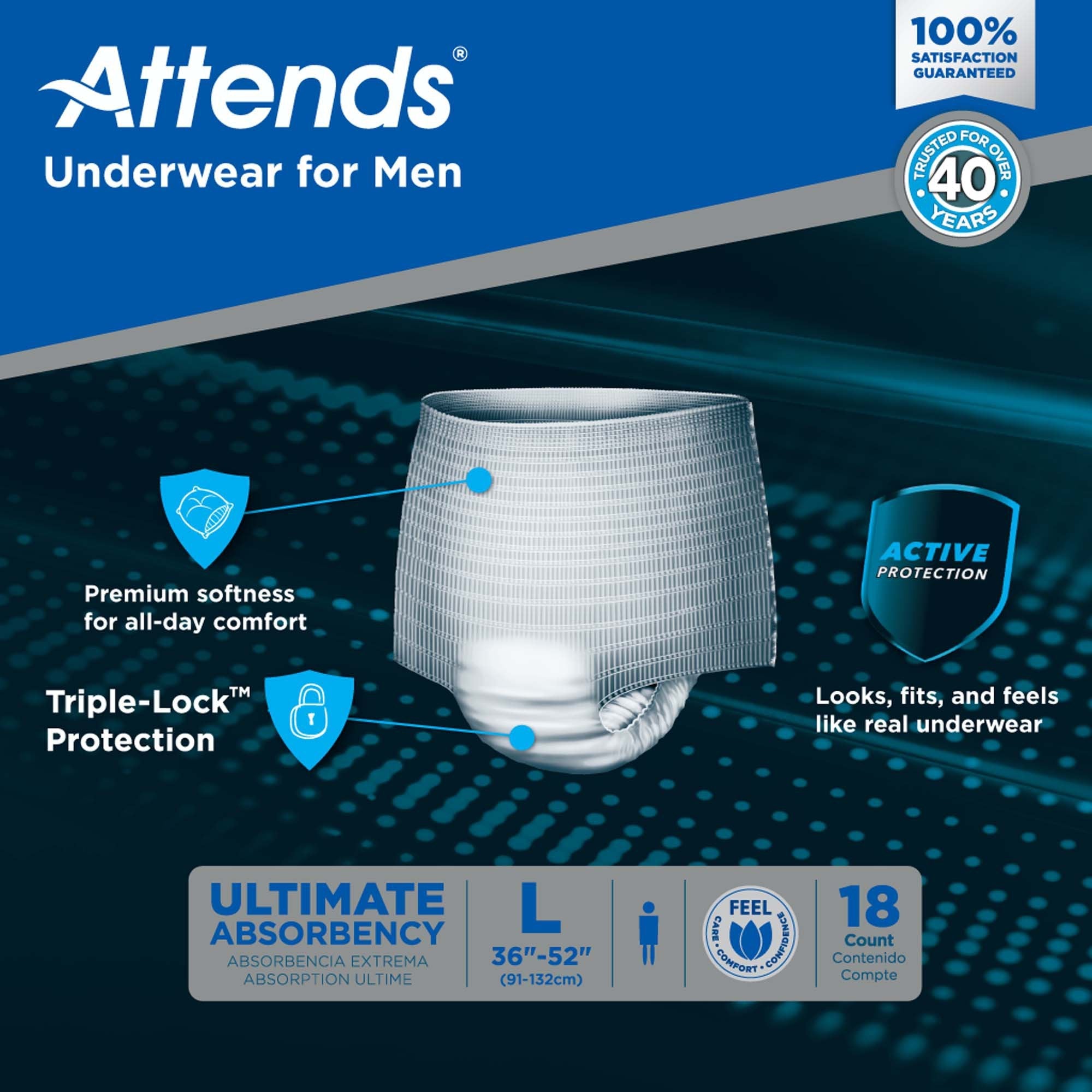 Attends® Discreet Men's Underwear, Level 5, Large ADUM35