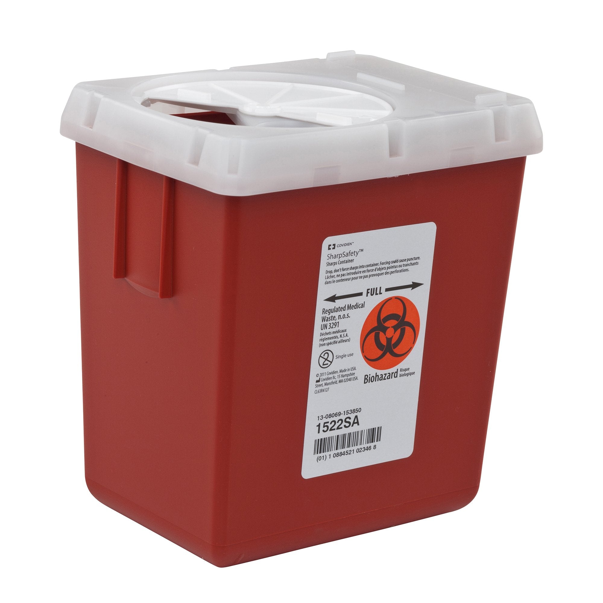 AutoDrop™ Phlebotomy Sharps Container, 2.2 Quart, 7¼ x 6½ x 4½ Inch 1522SA