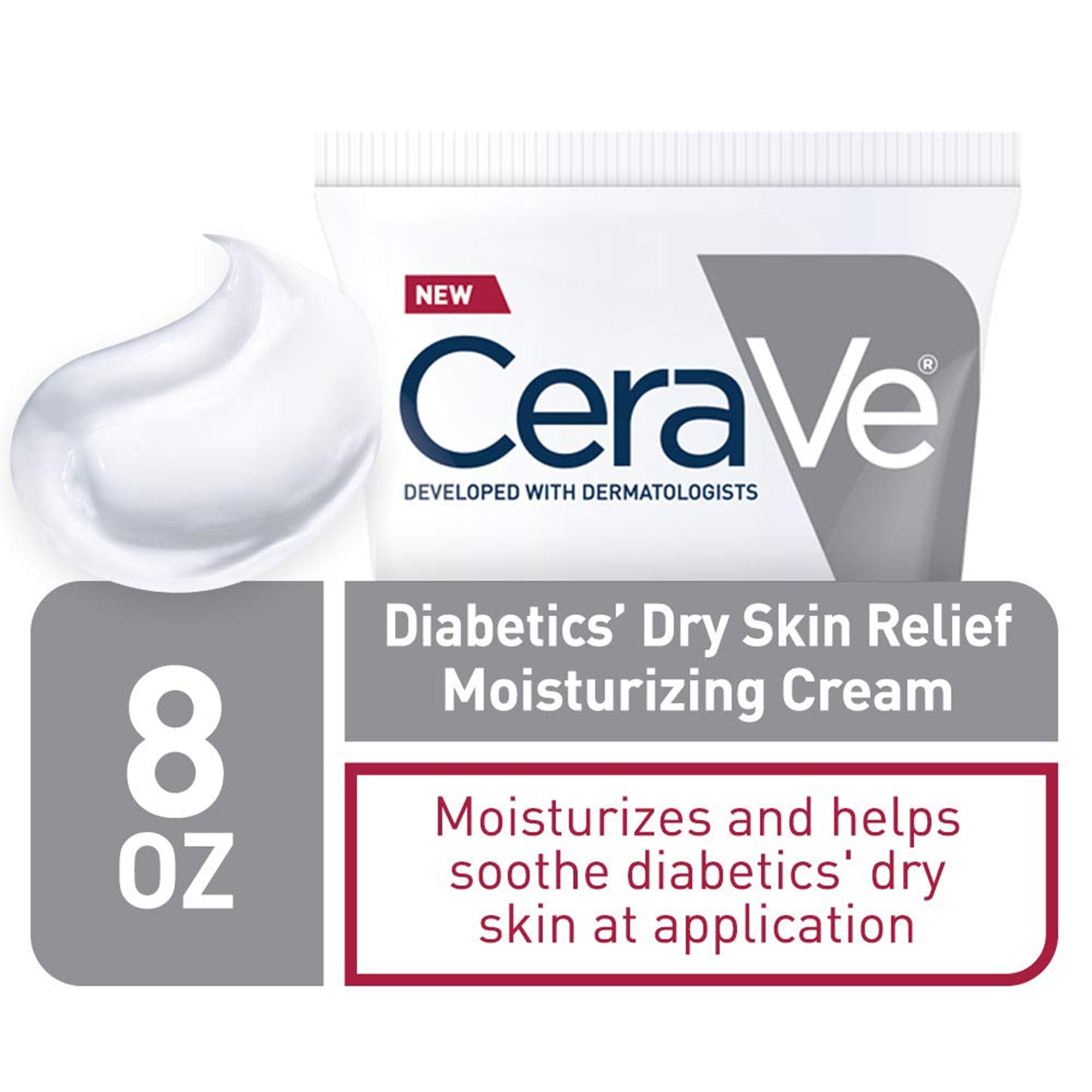 Hand and Body Moisturizer CeraVe® Diabetics' Dry Skin Relief 8 oz. Tube Unscented Cream 60600051215