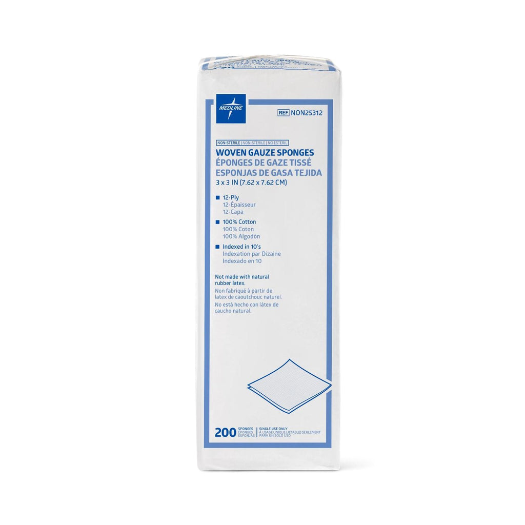 Medline Gauze Sponge, 3 x 3 Inch, 12-Ply NON25312