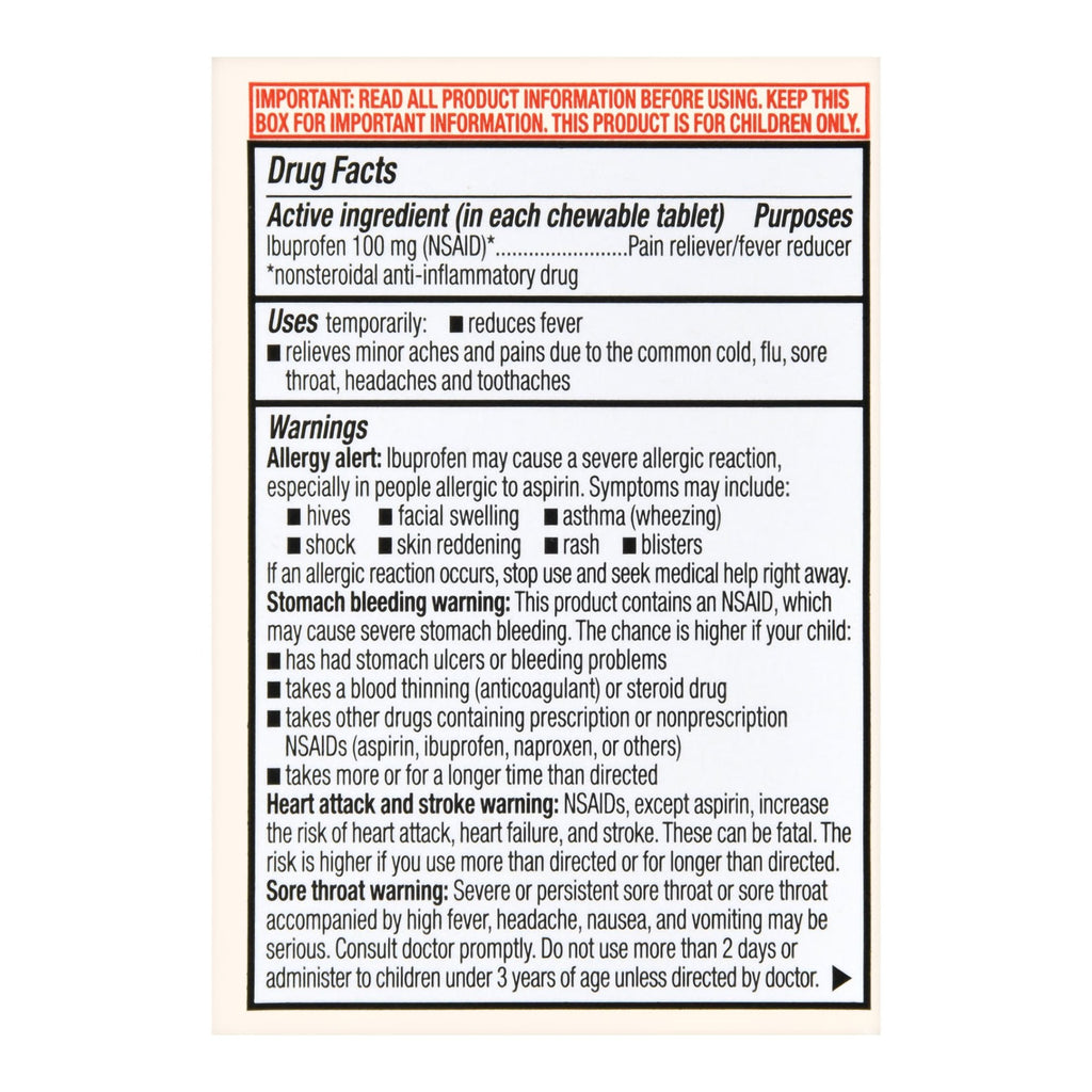 Foster & Thrive™ Children's Ibuprofen IB Chewable Tablets 100 mg Orange 70677114501