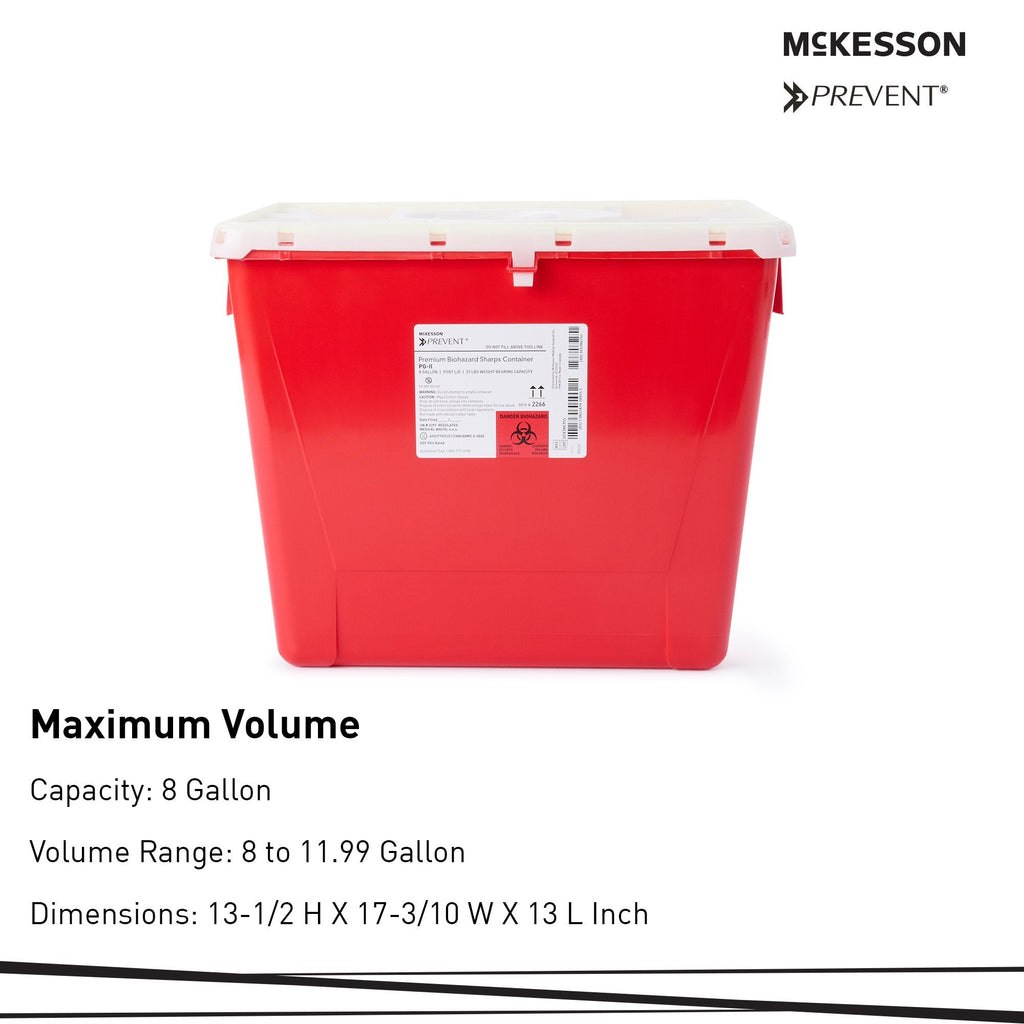 McKesson Prevent® Sharps Container, 8 Gallon, 13-1/2 x 17-3/10 x 13 Inch 2266