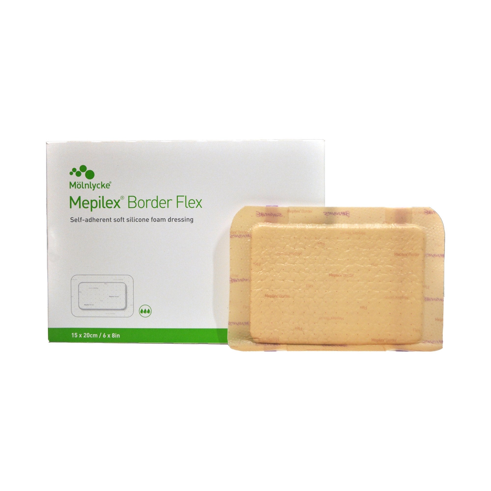 Mepilex® Border Flex Adhesive with Border Foam Dressing, 6 x 8 Inch 595600