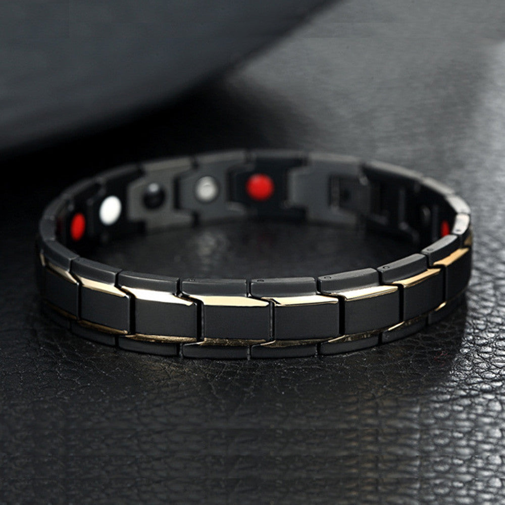 Men's Luxury Gold Plated SS Magnetic Energy Bracelet Bangle