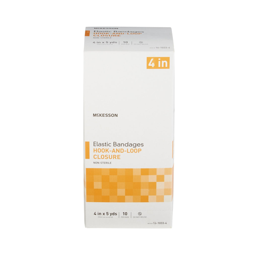 McKesson Hook and Loop Closure Elastic Bandage, 4 Inch x 5 Yard 16-1033-4