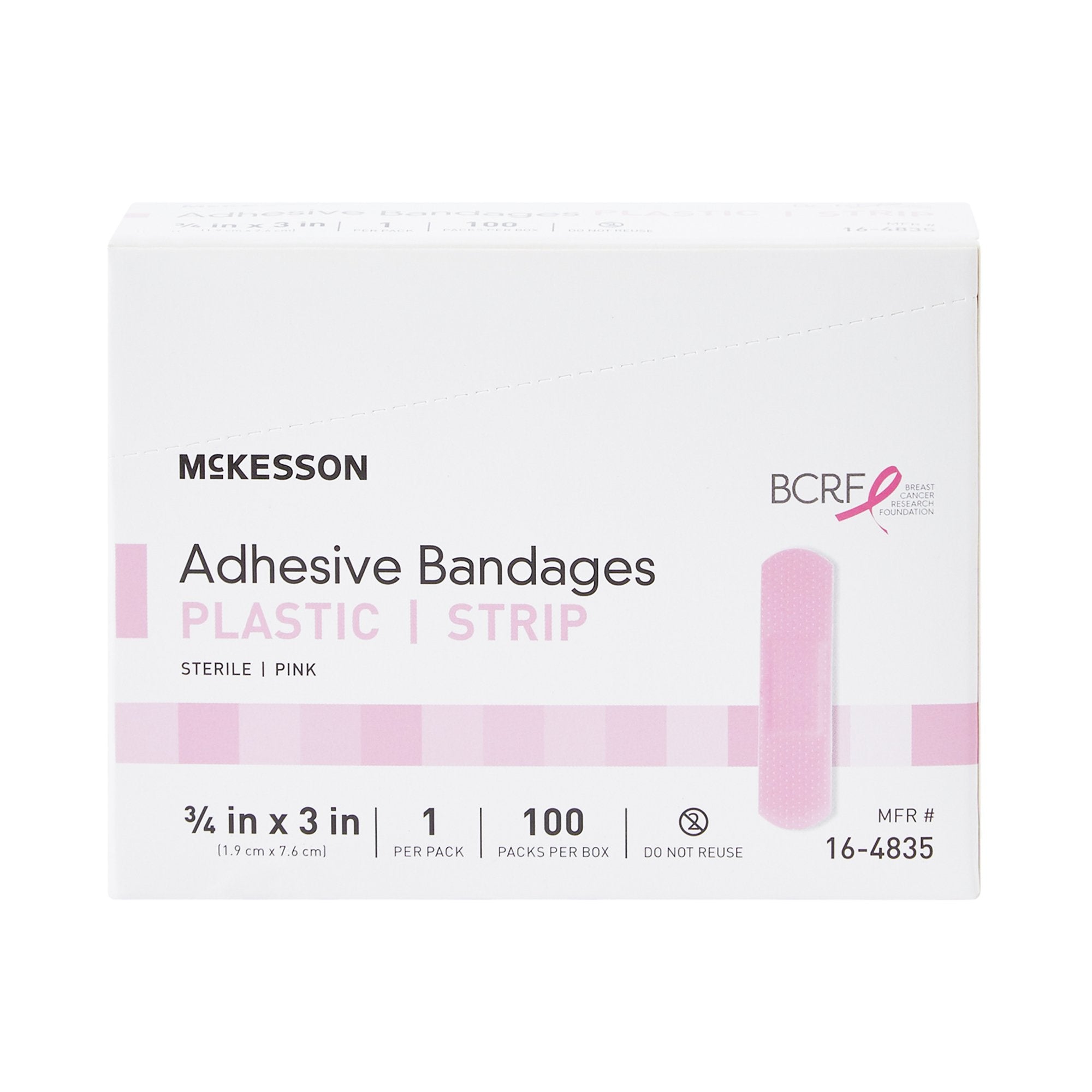 McKesson Pink Adhesive Strip, 3/4 x 3 Inch 16-4835