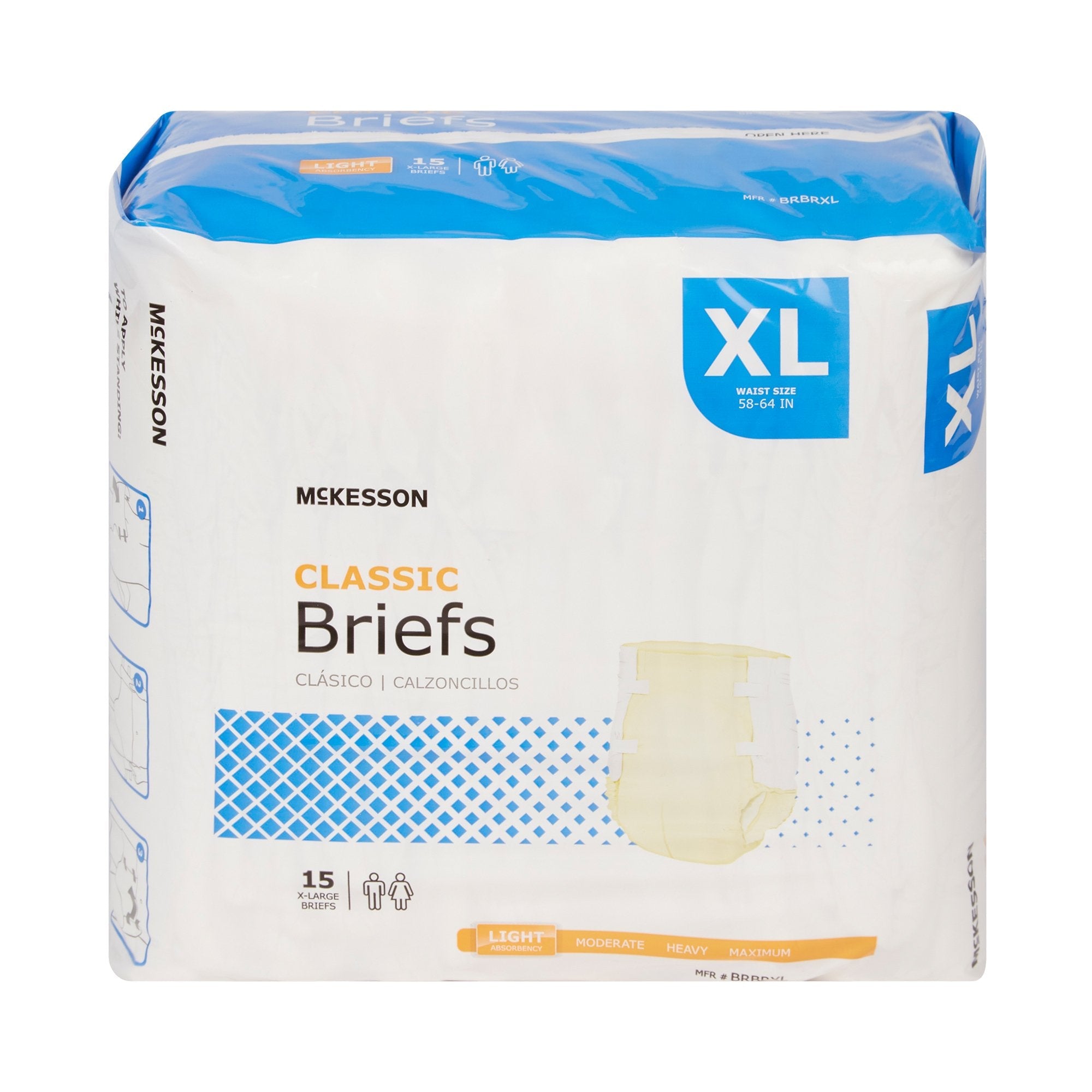 McKesson Classic Light Absorbency Incontinence Brief, Extra Large BRBRXL