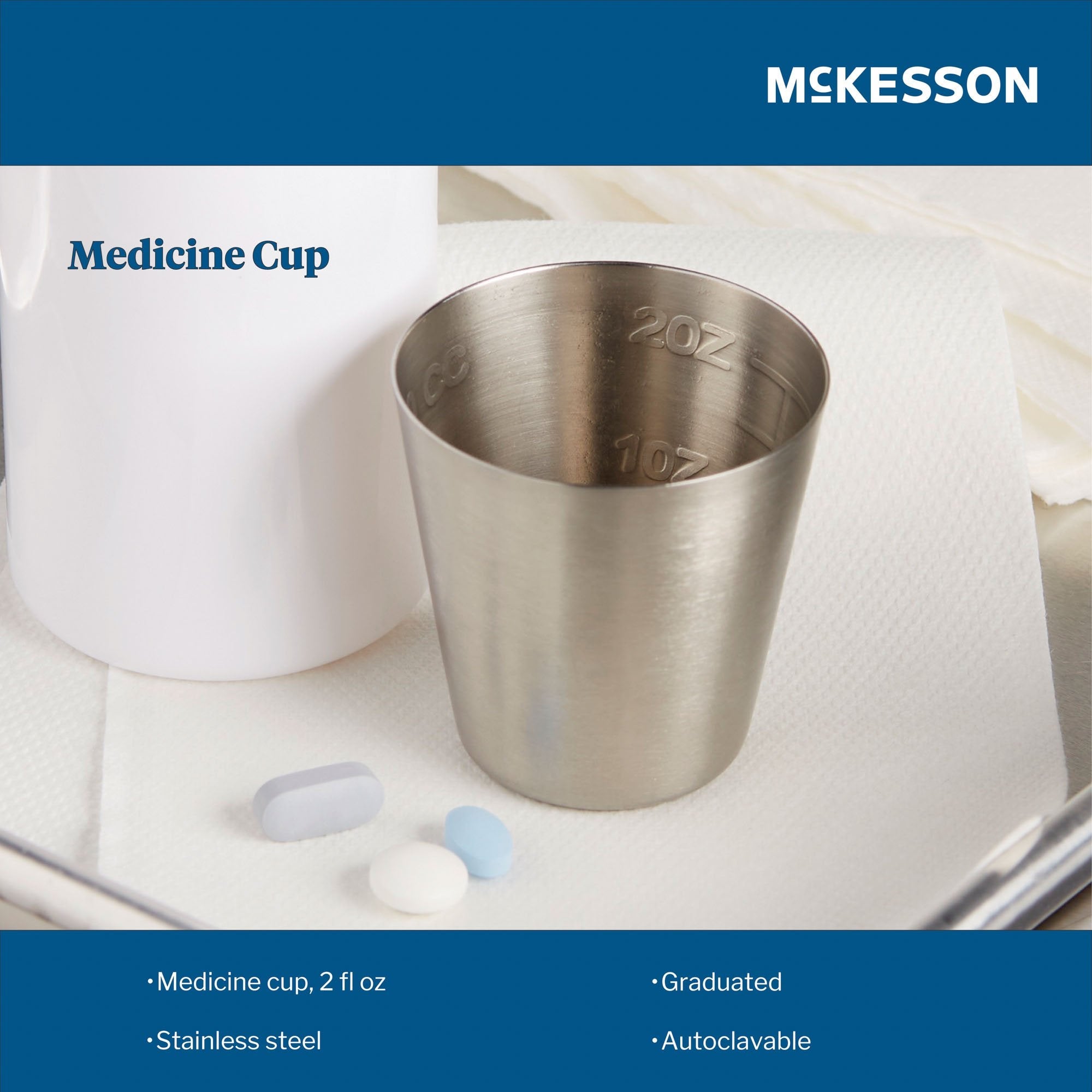 McKesson Argent™ Stainless Steel Graduated Medicine Cup, 2-ounce capacity 43-1-015