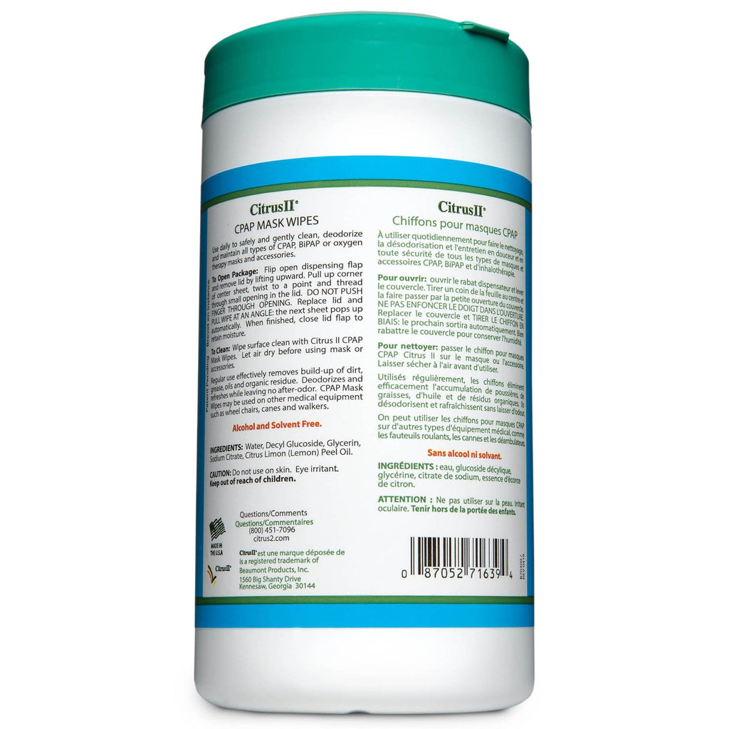 Citrus ll CPAP Mask Cleaner Wipe 635871639
