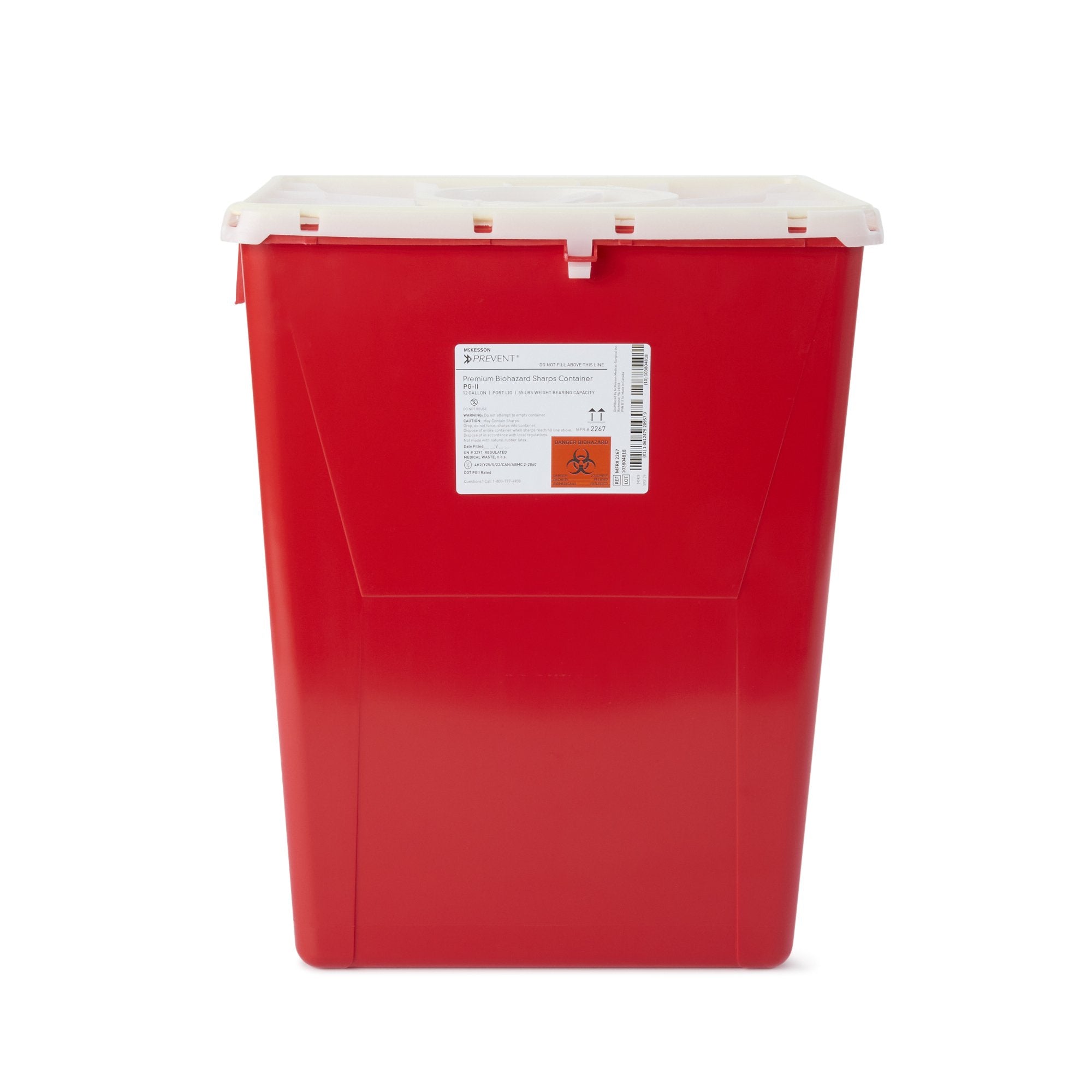 McKesson Prevent® Sharps Container, 12 Gallon, 20-4/5 x 17-3/10 x 13 Inch 2267