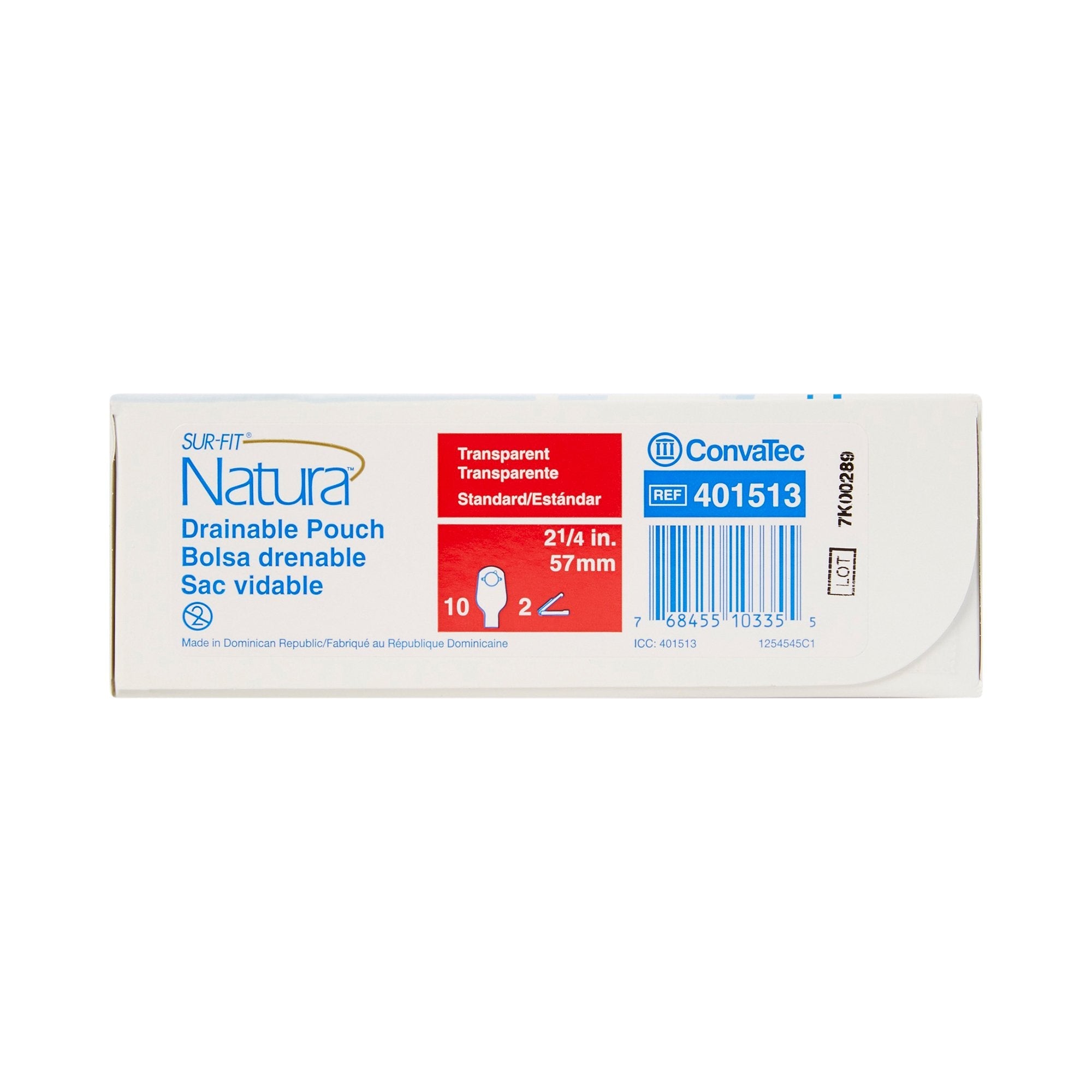 Sur-Fit Natura® Two-Piece Transparent Colostomy Pouch, 2¼ Inch Flange 401513