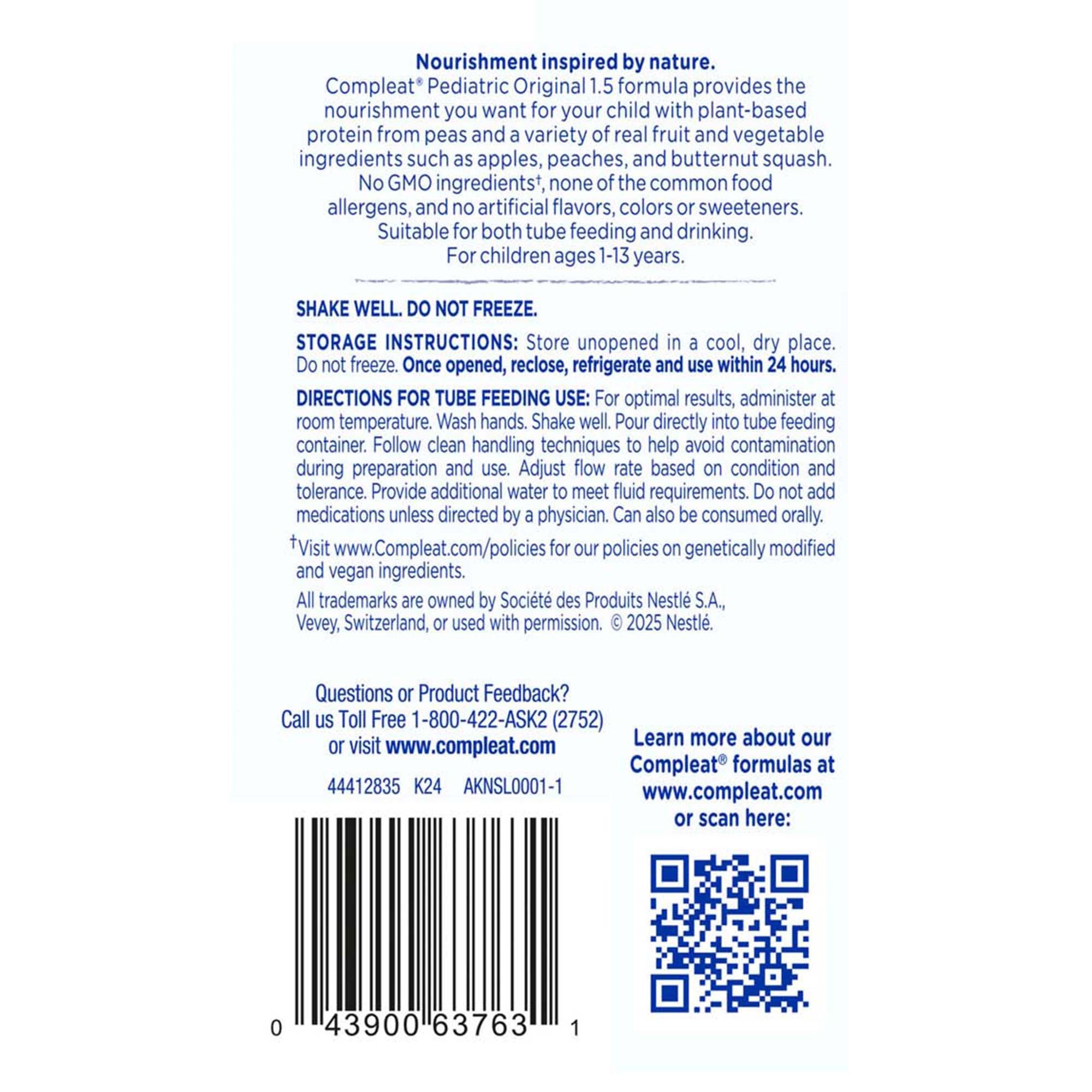 Compleat® Pediatric Original 1.5 Fruit Medley, 8.45-ounce Reclosable Carton 00043900567310