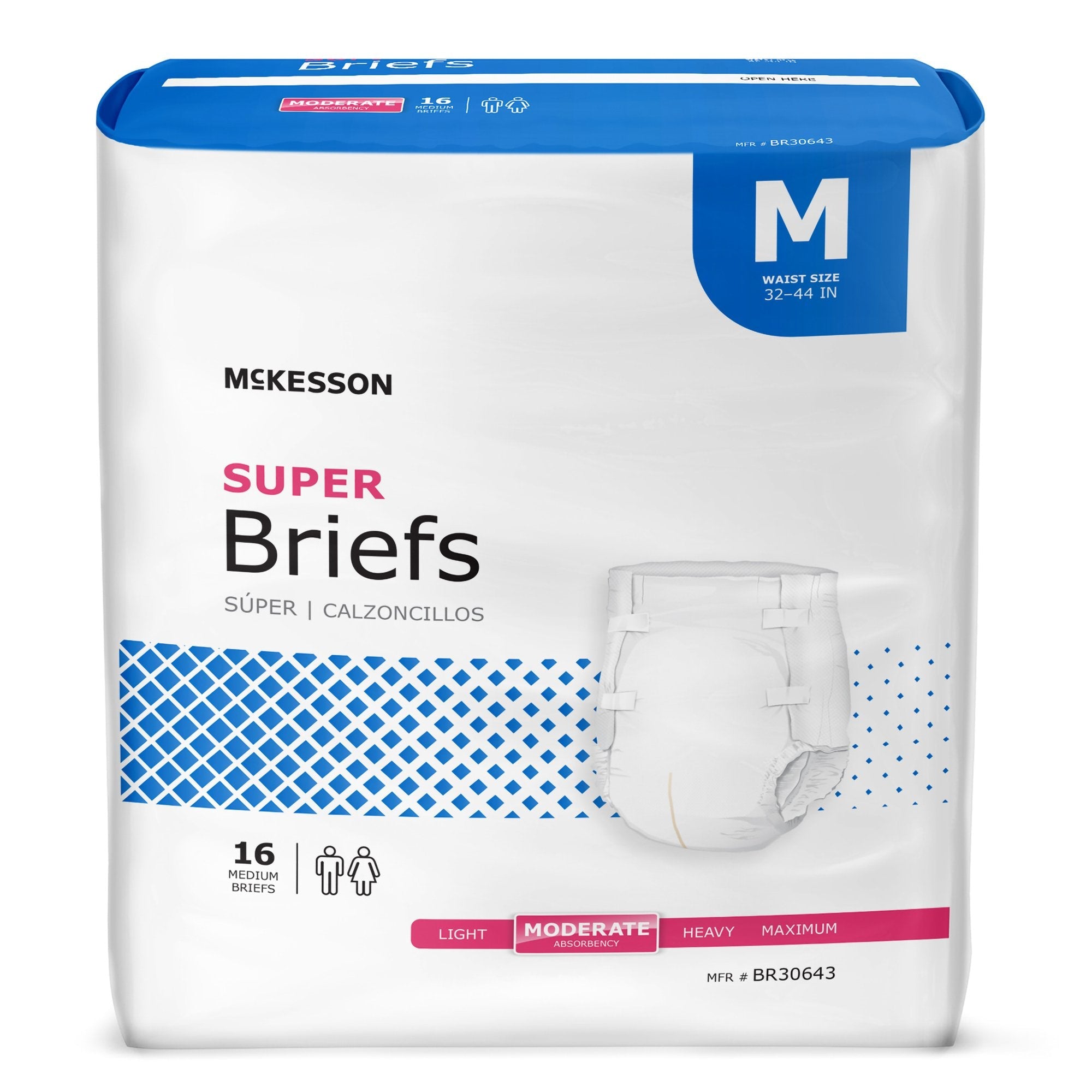 McKesson Super Moderate Absorbency Incontinence Briefs, Medium BR30643