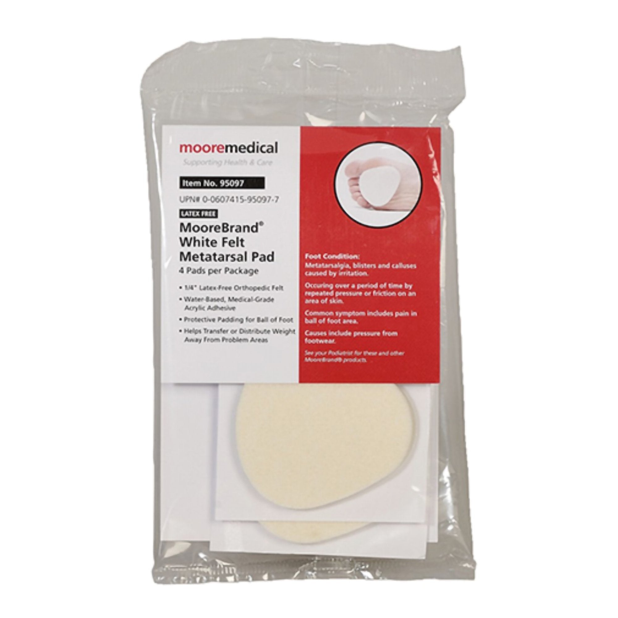 MooreBrand® White Felt Metatarsal Pad 95097