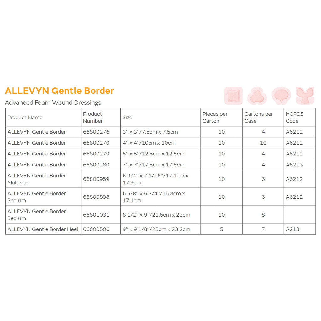 Allevyn™ Gentle Border Heel Foam Dressing, 23 x 23.2 Centimeters 66800506