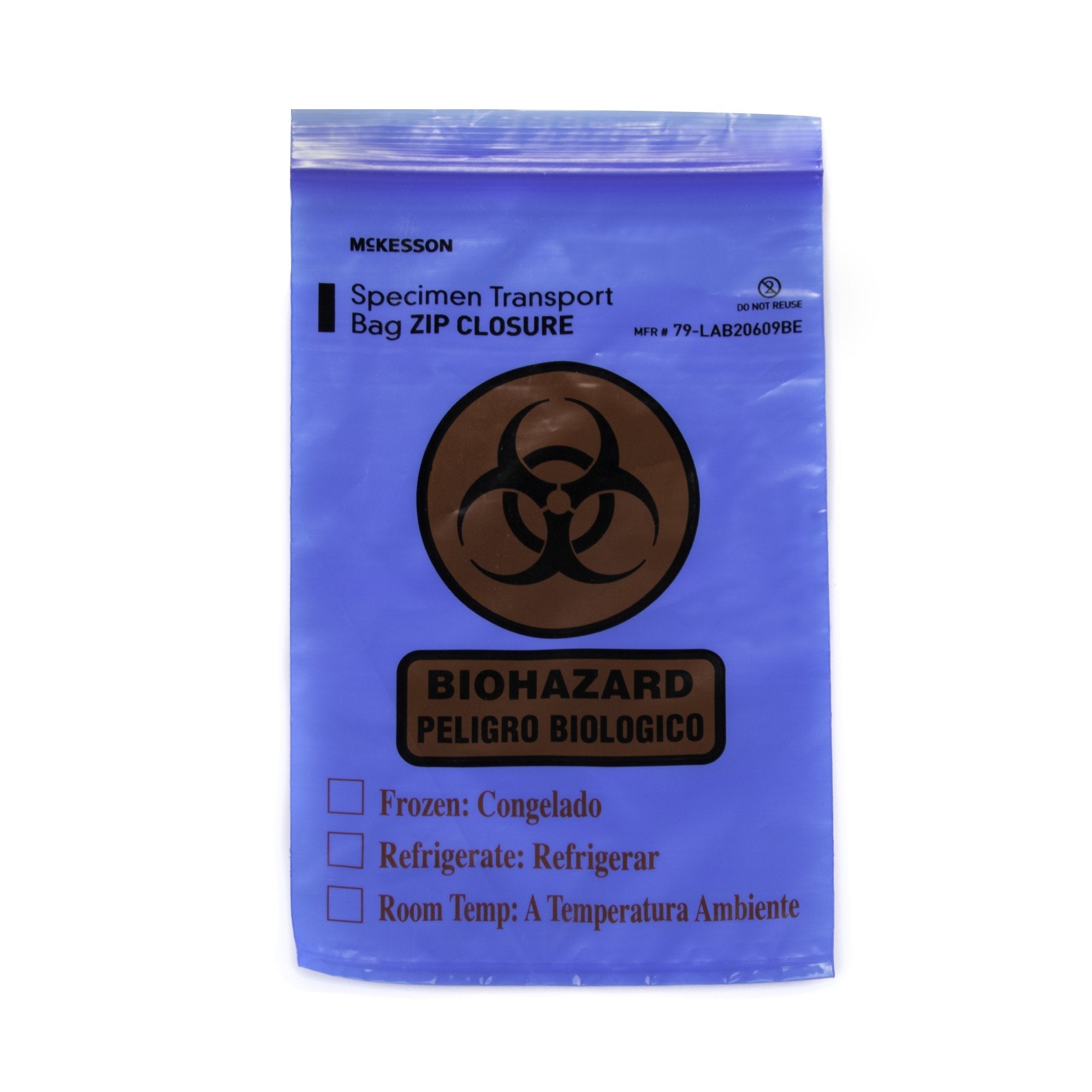 McKesson Specimen Transport Bag, Document Pouch, Zip Close, Blue Tinted, 6 x 9" 79-LAB20609BE