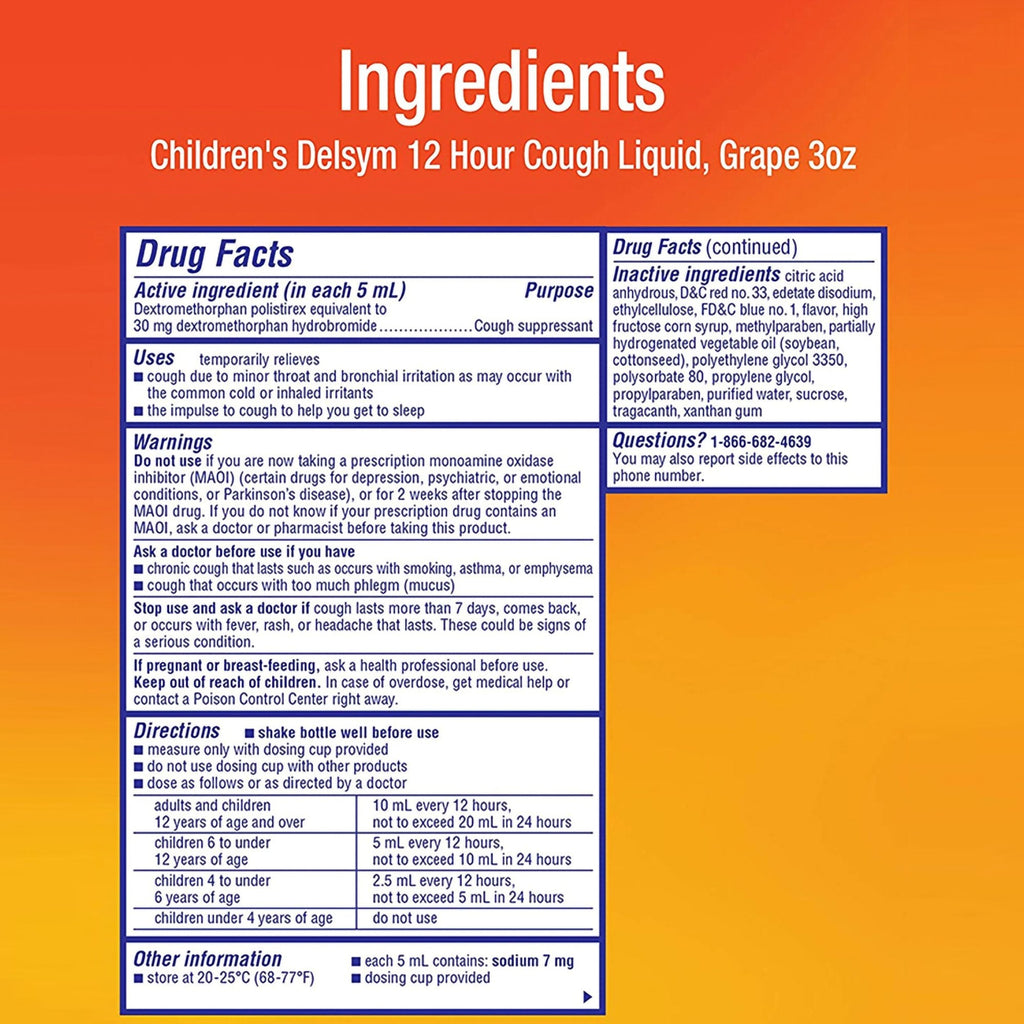Delsym® Dextromethorphan HBr Cold and Cough Relief 63824017263