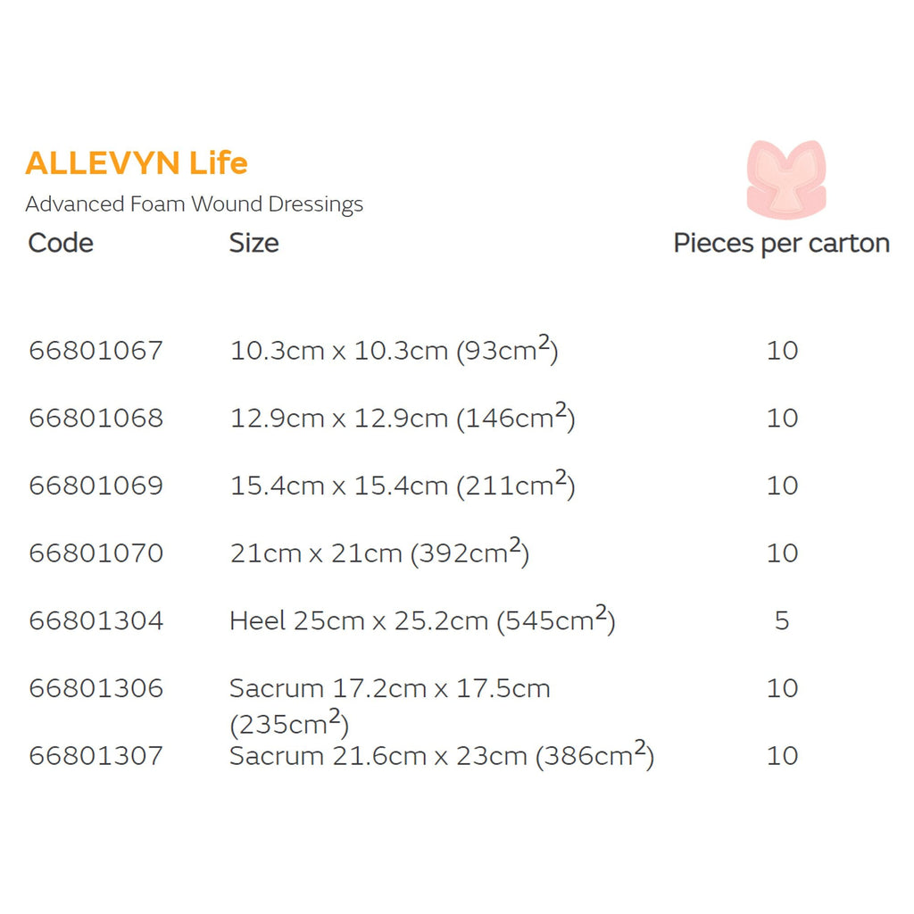Allevyn Life Heel Silicone Gel Adhesive Foam Dressing, 25 x 25.2 Centimeter 66801304