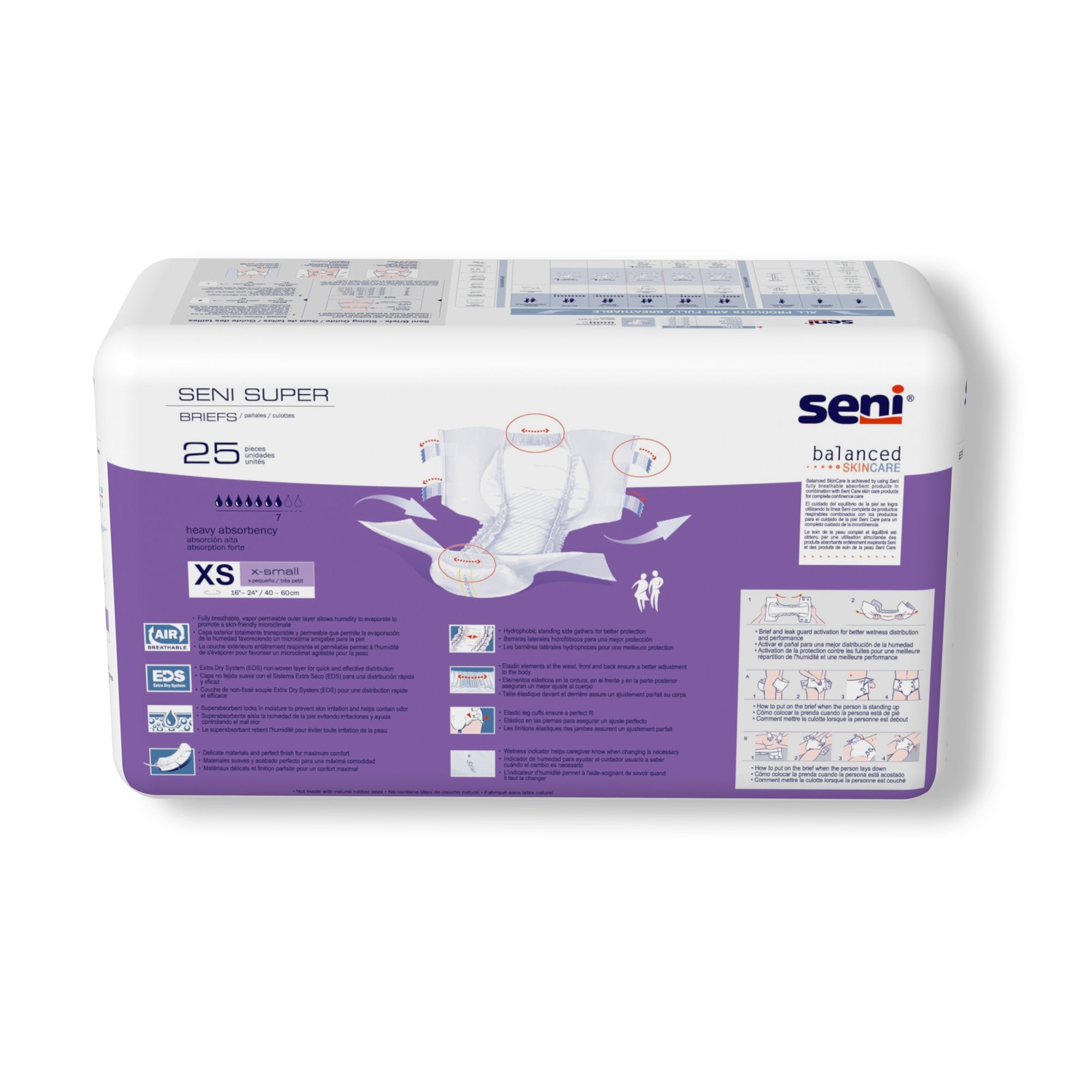 Seni® Super Heavy Absorbency Incontinence Brief, Extra Small S-XS25-BS1