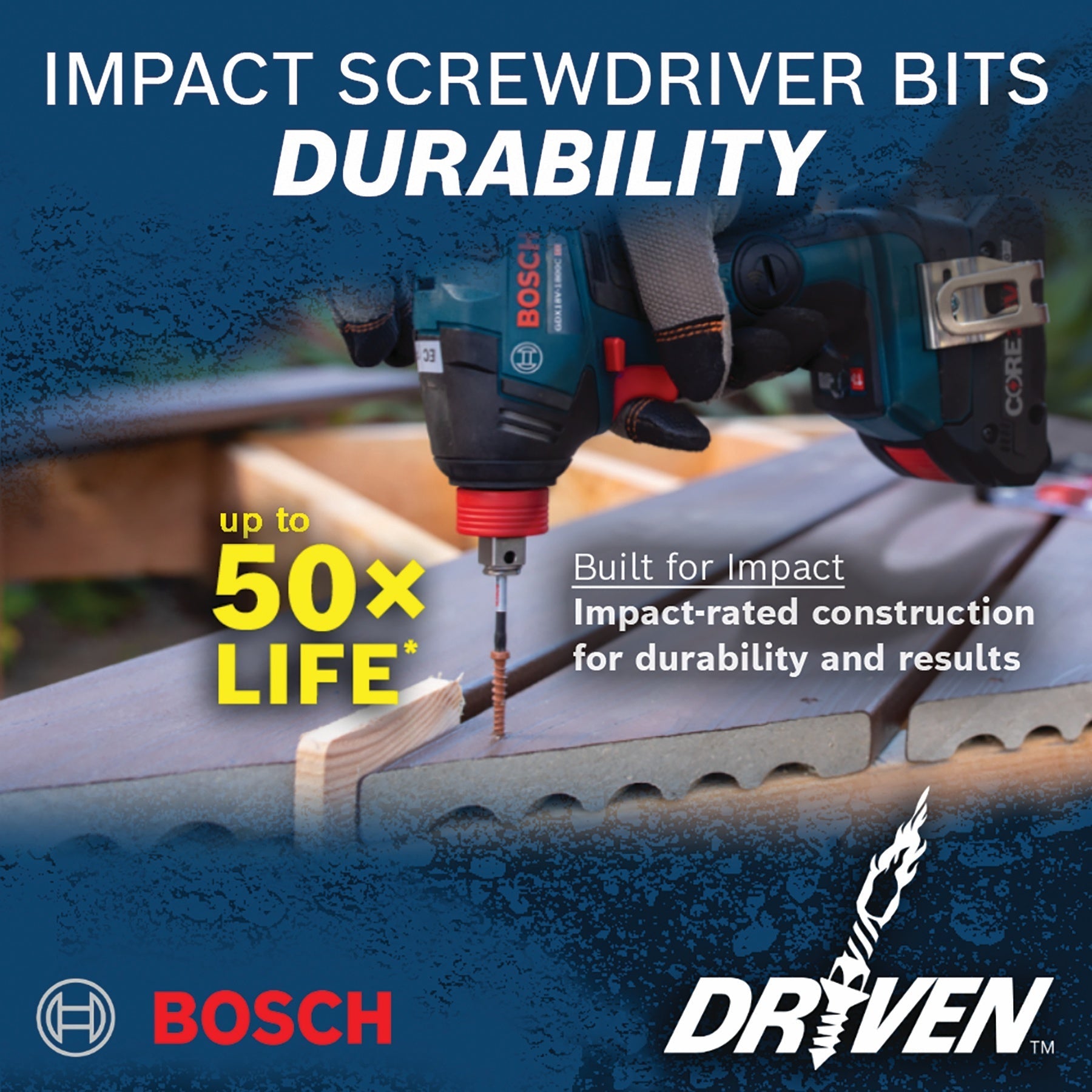 BOSCH ITDSLV104C 4 pc. Driven 1 In. Impact Slotted Insert Bit Set with Clip for Custom Case System