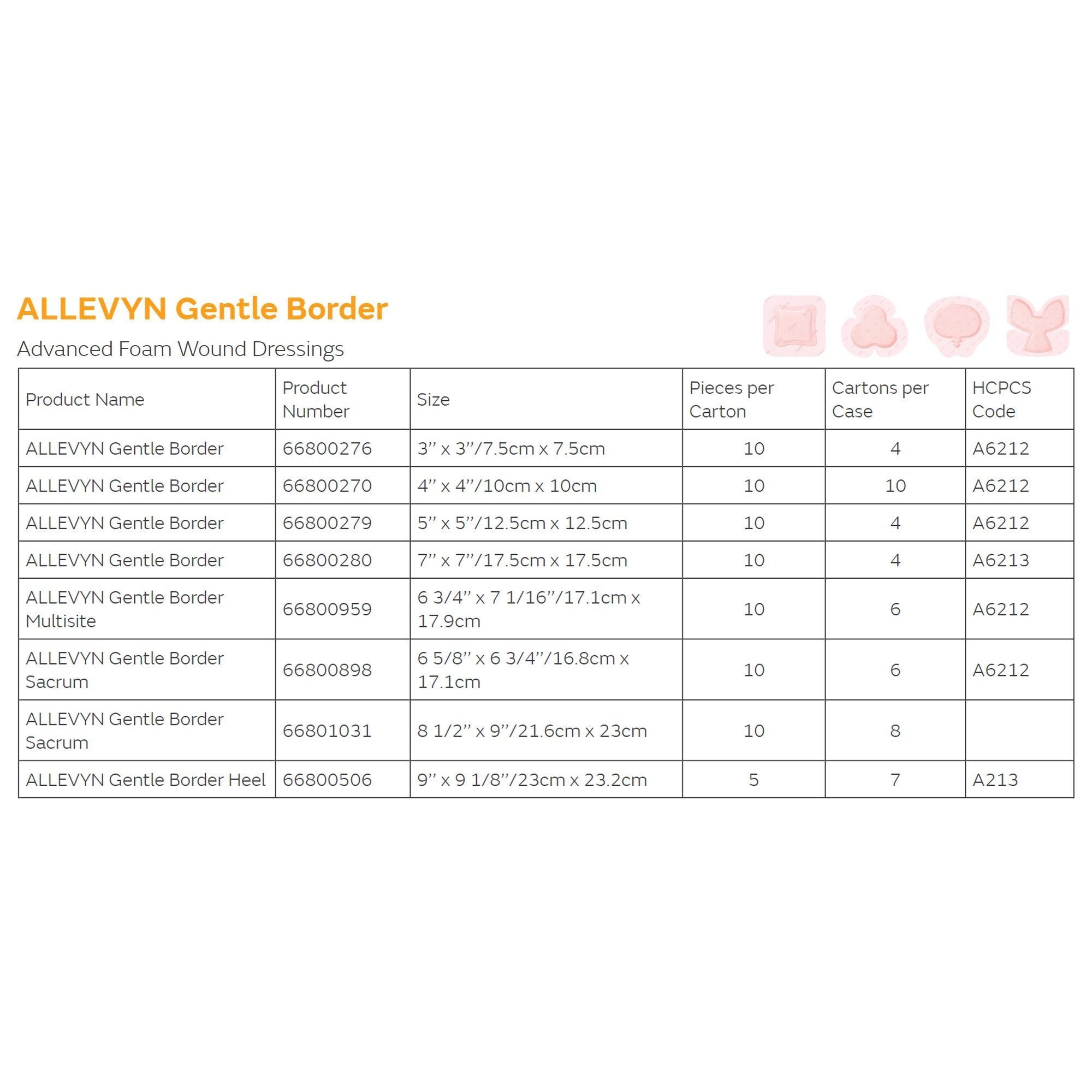 Allevyn™ Gentle Border Sacrum, 16.8 x 17.1 Centimeter 66800898