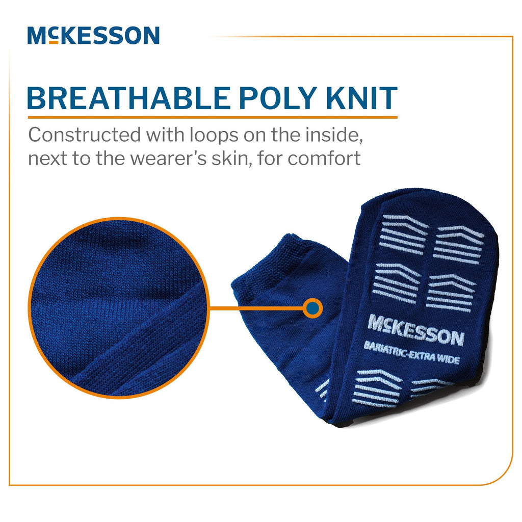 Slipper Socks McKesson Unisex Adult Bariatric / X-Wide Single Tread Single Patient Use Royal Blue 16-BXW-1099
