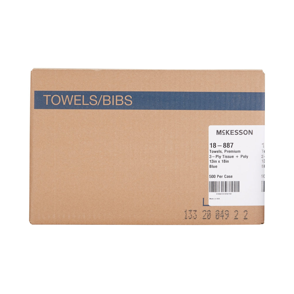 McKesson Premium Nonsterile Blue Procedure Towel, 13 x 18 Inch 18-887