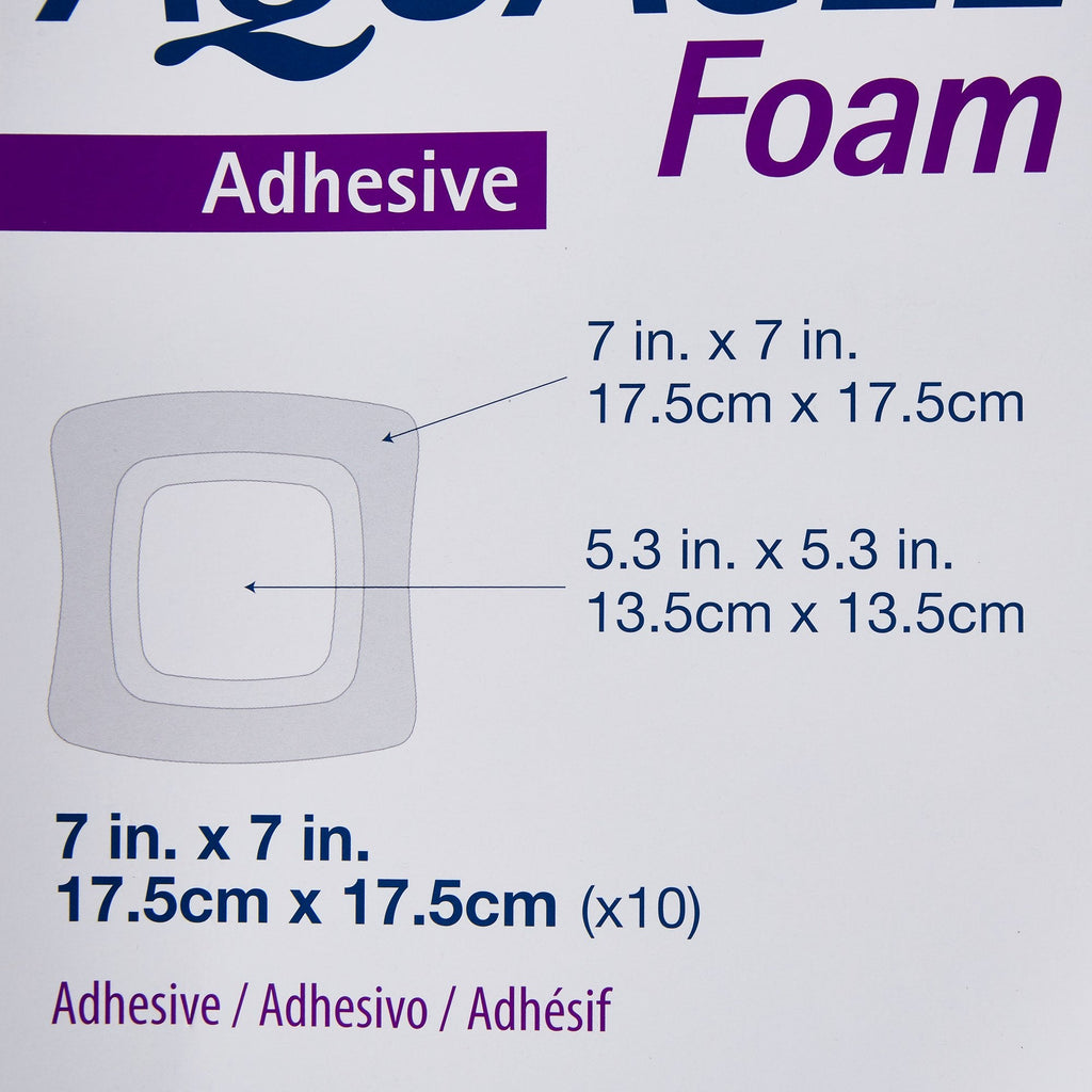Aquacel® Silicone Adhesive with Border Silicone Foam Dressing, 7 x 7 Inch 420621