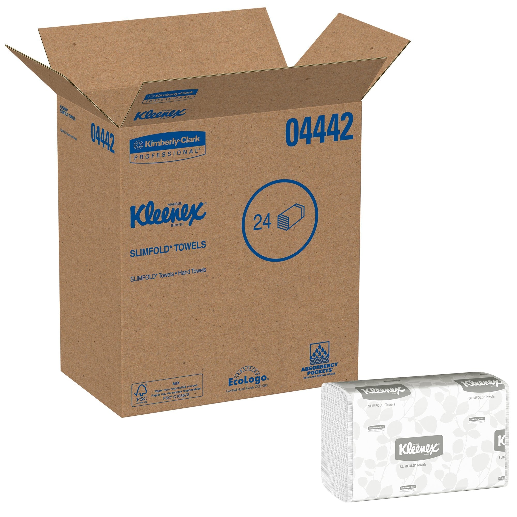 Kleenex® Slimfold Towels, Absorbency Pockets, White, Single Ply 04442