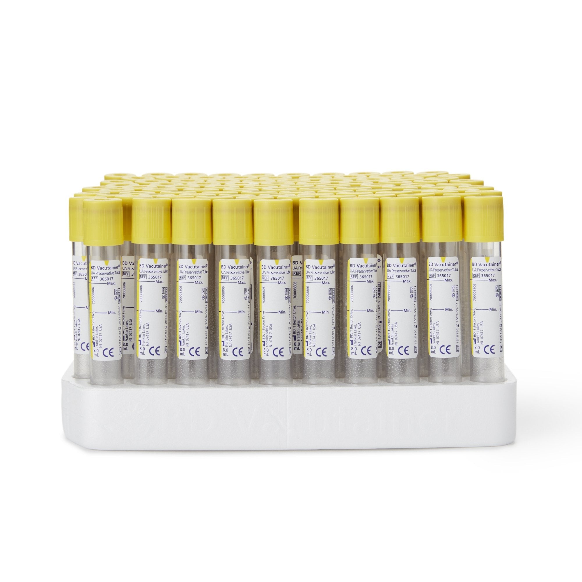 BD Vacutainer® Urinalysis Tube Chlorhexidine / Ethyl Paraben / Sodium Propionate Additive 8 mL BD Hemogard™ Closure Polyethylene Terephthalate (PET) Tube 365017