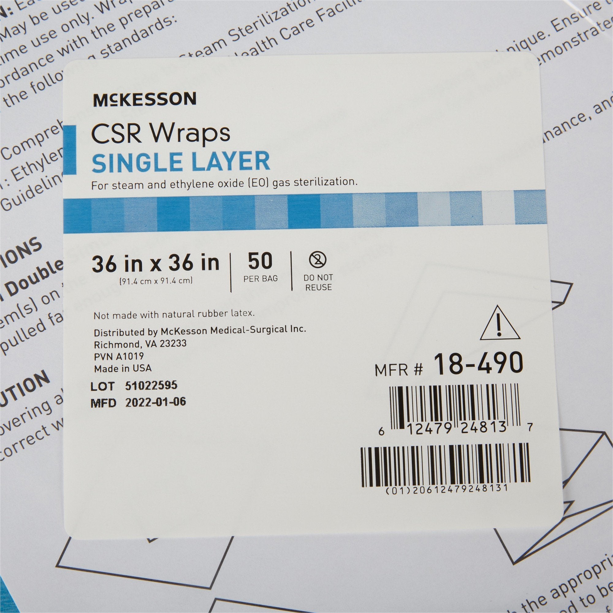McKesson Single Layer Sterilization Wrap, 36 x 36 Inch 18-490