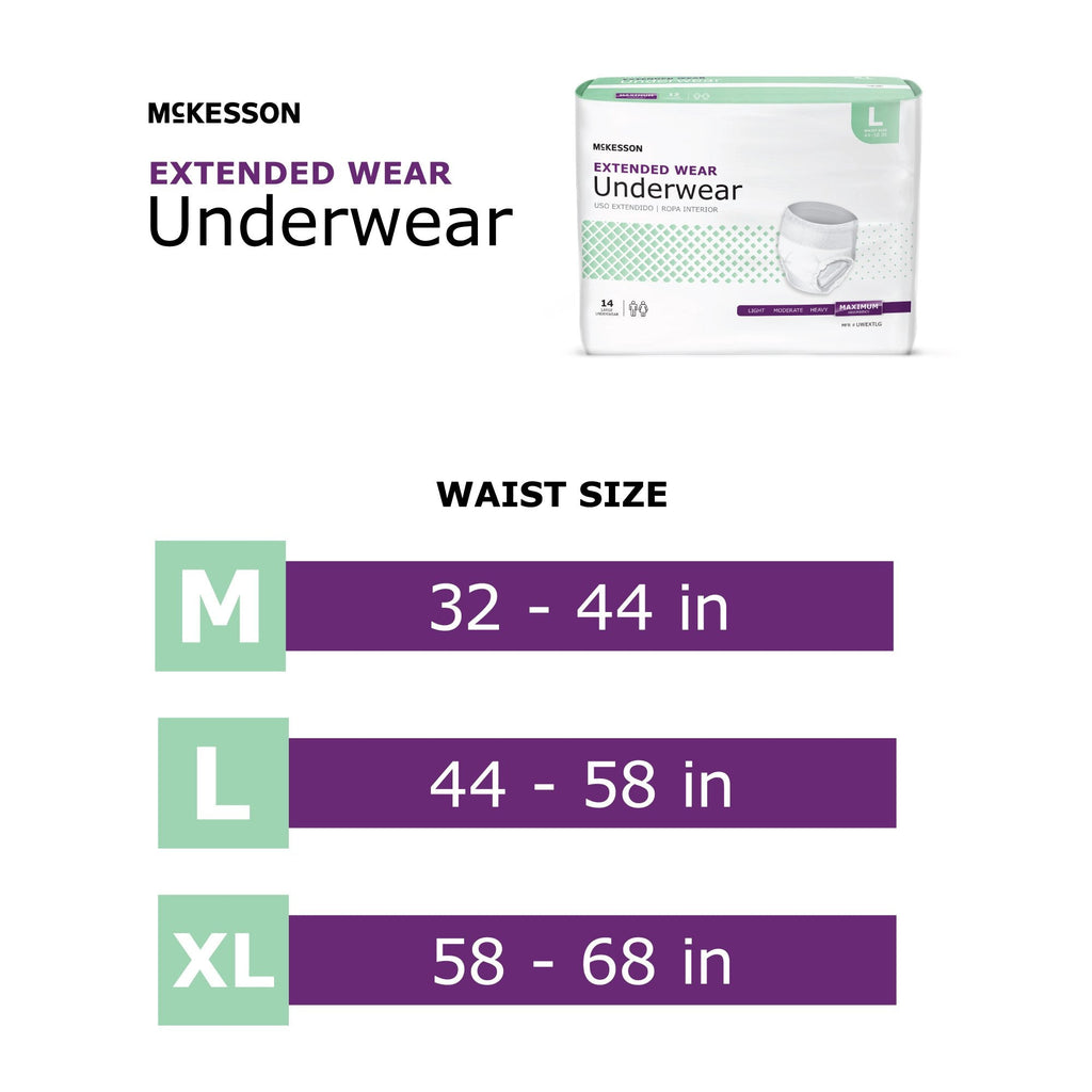 McKesson Extended Wear Maximum Absorbency Underwear, Large UWEXTLG