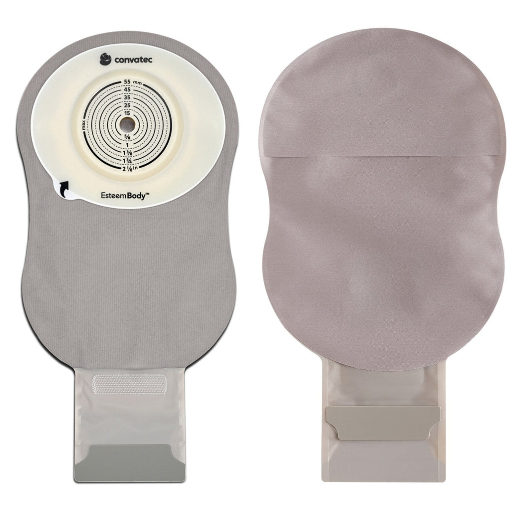 Ostomy Pouch Esteem Body™ One-Piece System 11 Inch Length Deep Convex, Pre-Cut 10 to 45 mm Stoma Drainable 423665