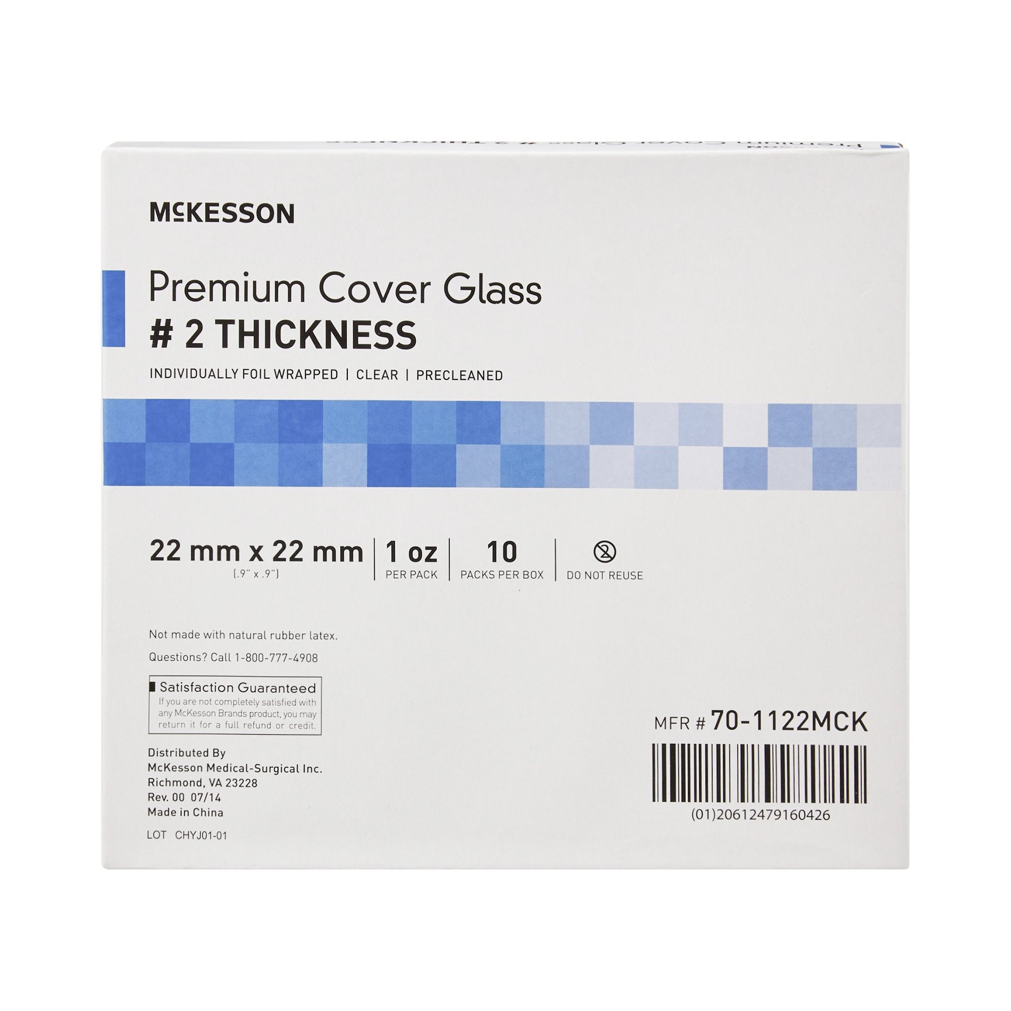 McKesson Premium No. 2 Thickness Cover Glass, 22 x 22 mm 70-1122MCK