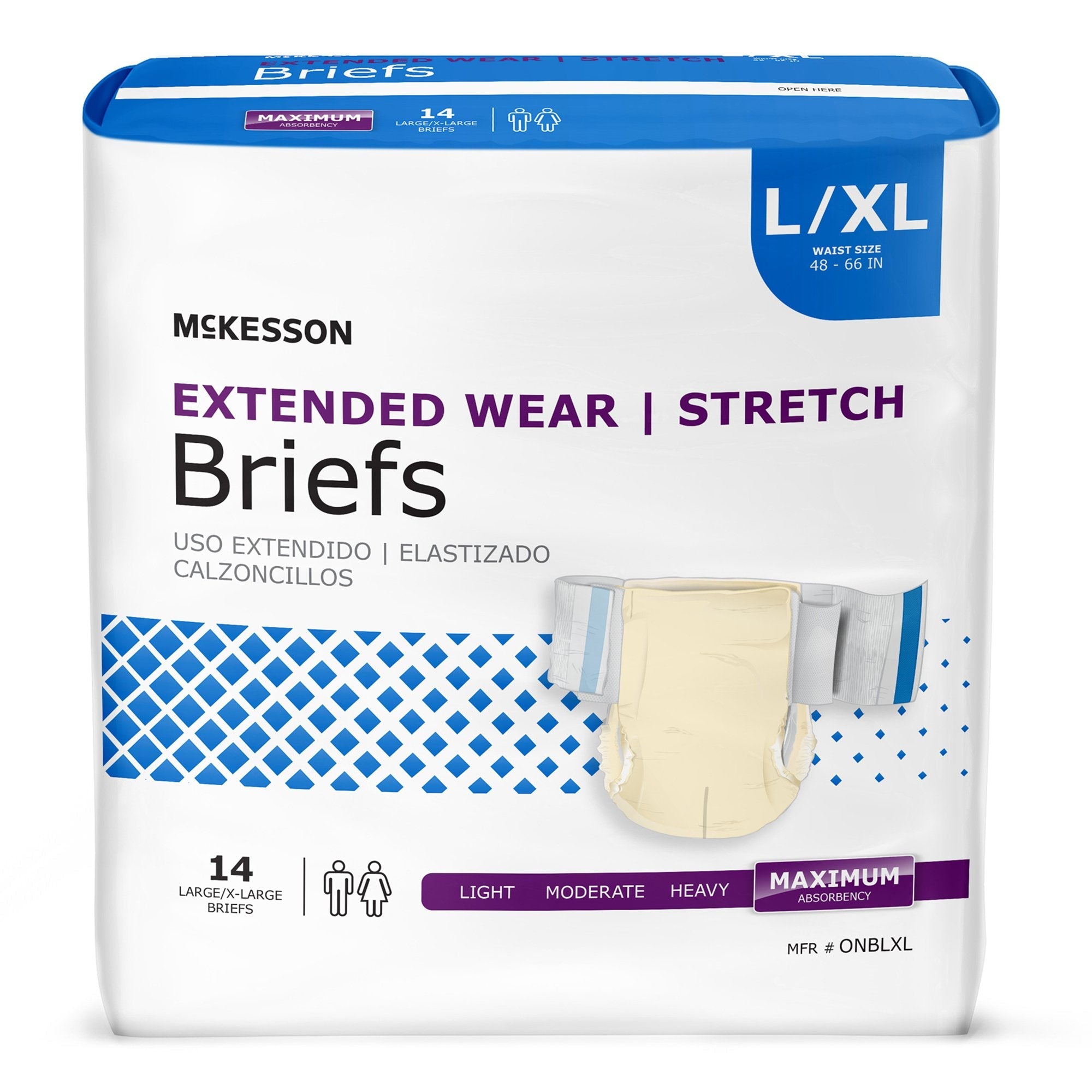 McKesson Extended Wear Maximum Absorbency Incontinence Brief, Large / X-Large ONBLXL