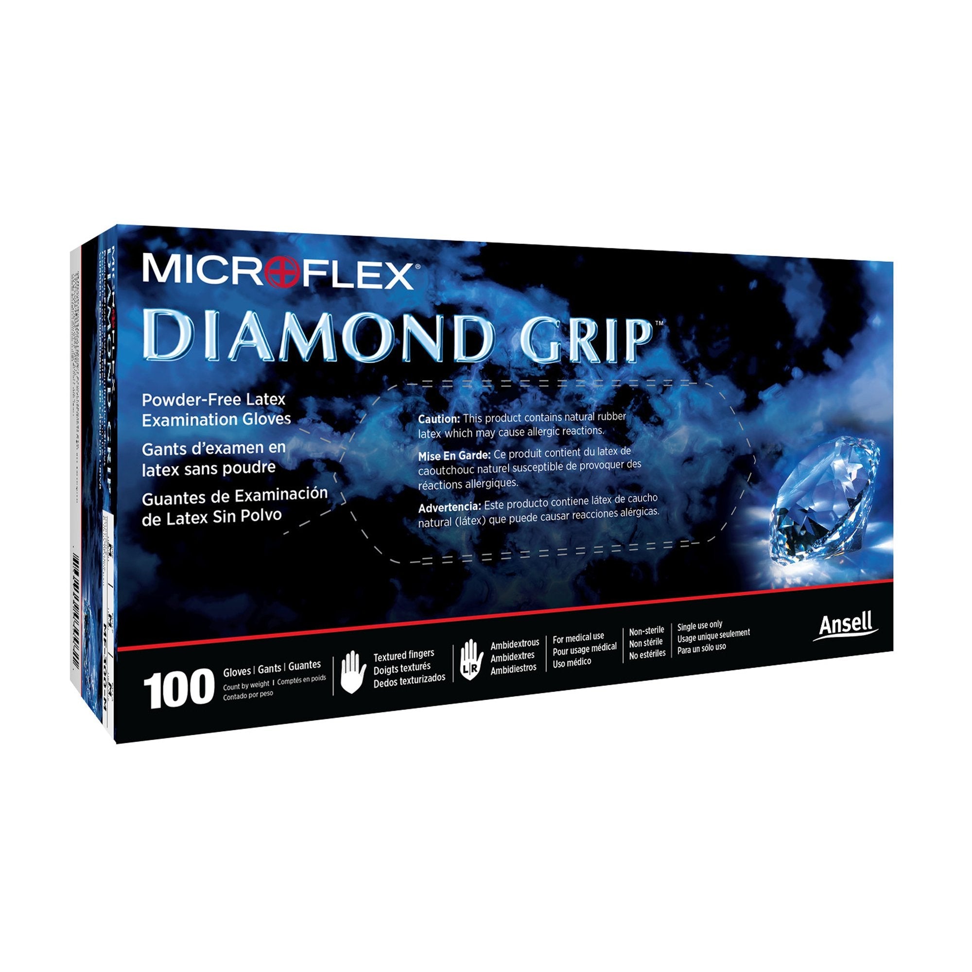 Diamond Grip™ Latex Exam Glove, Large, White MF-300-L