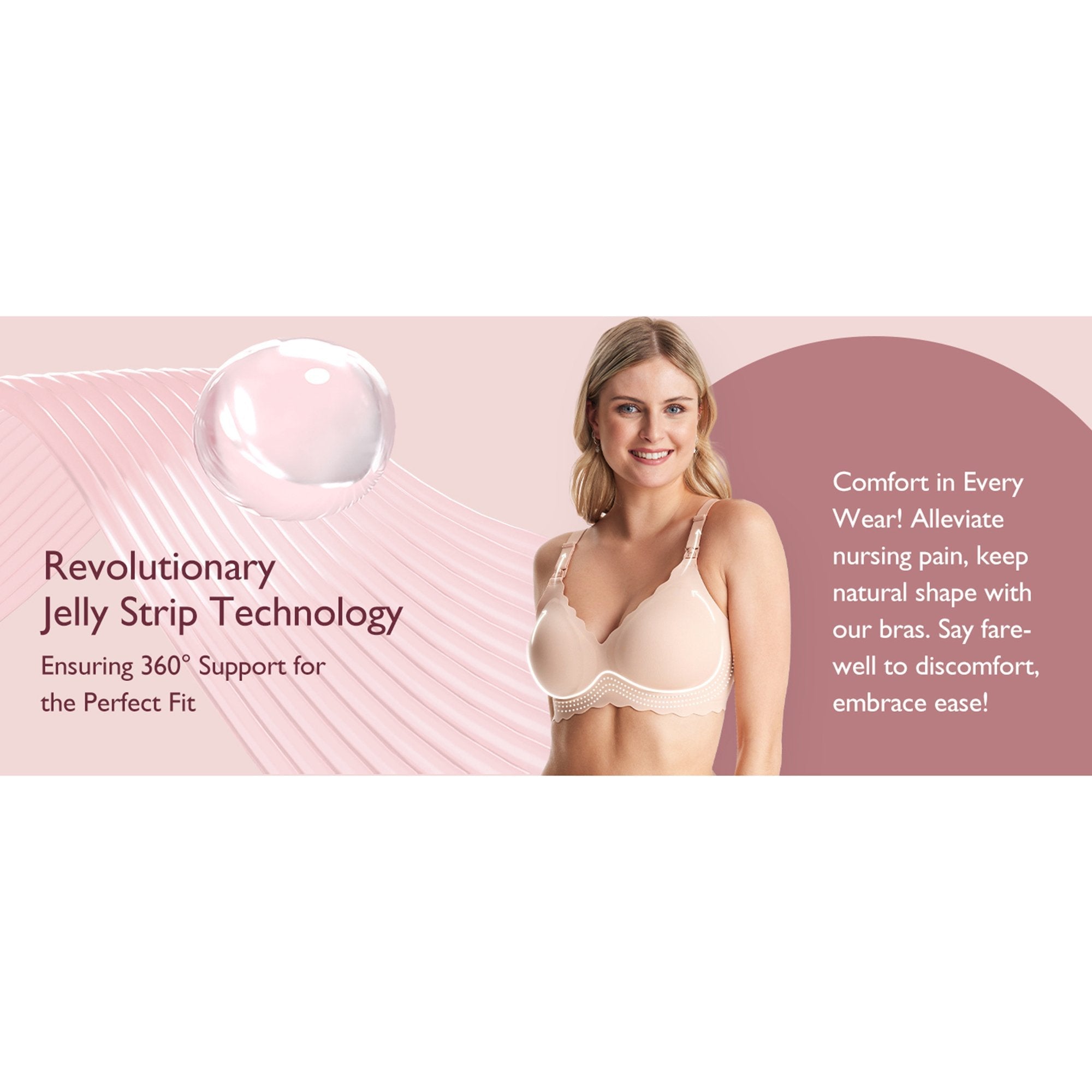 Nursing Bra Momcozy Jelly Strip 34 to 36 Inch Chest Medium Beige Back Hook and Eye Closure Adjustable Shoulder Strap FB046-SK100M-A