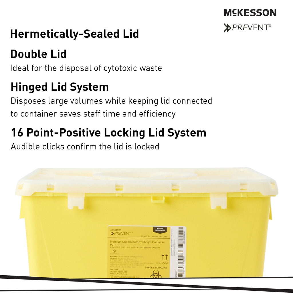 McKesson Prevent® Sharps Container, 8 Gallon, 13-1/2 x 17-3/10 x 13 Inch 2258