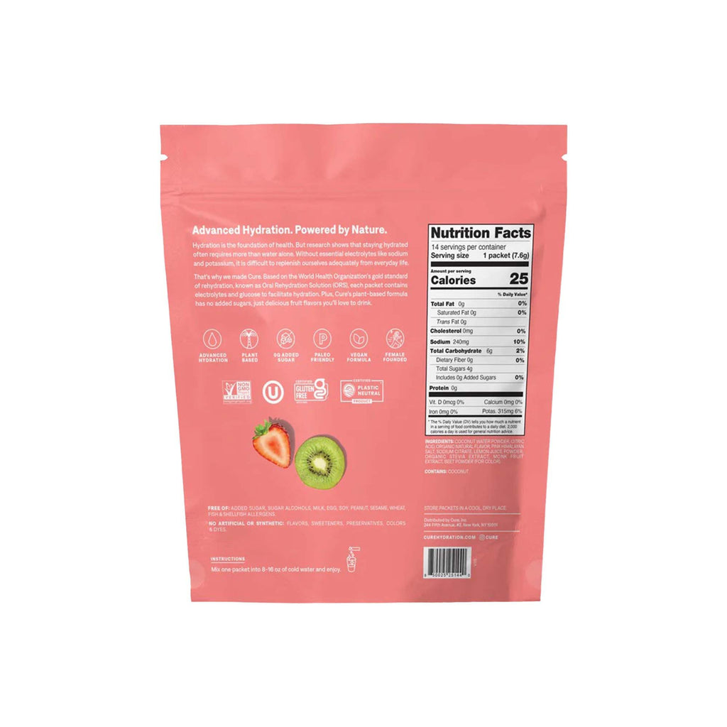 Cure Electrolyte Drink Mix, Strawberry Kiwi, 7.7-gram Packets HM1009