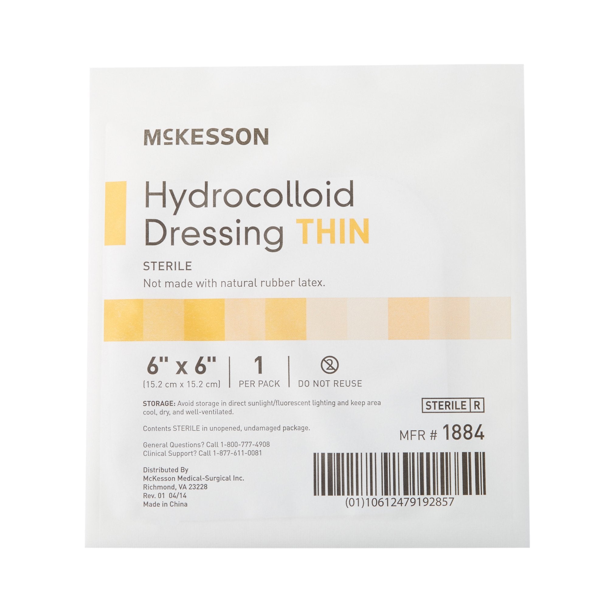 McKesson Hydrocolloid Dressing, 6 x 6 Inch 1884