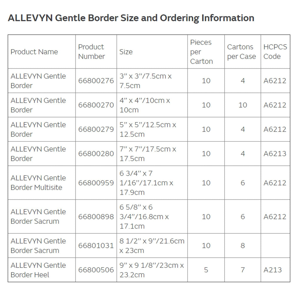 Allevyn Gentle Border Silicone Foam Dressing, 3 x 3 Inch 66800276