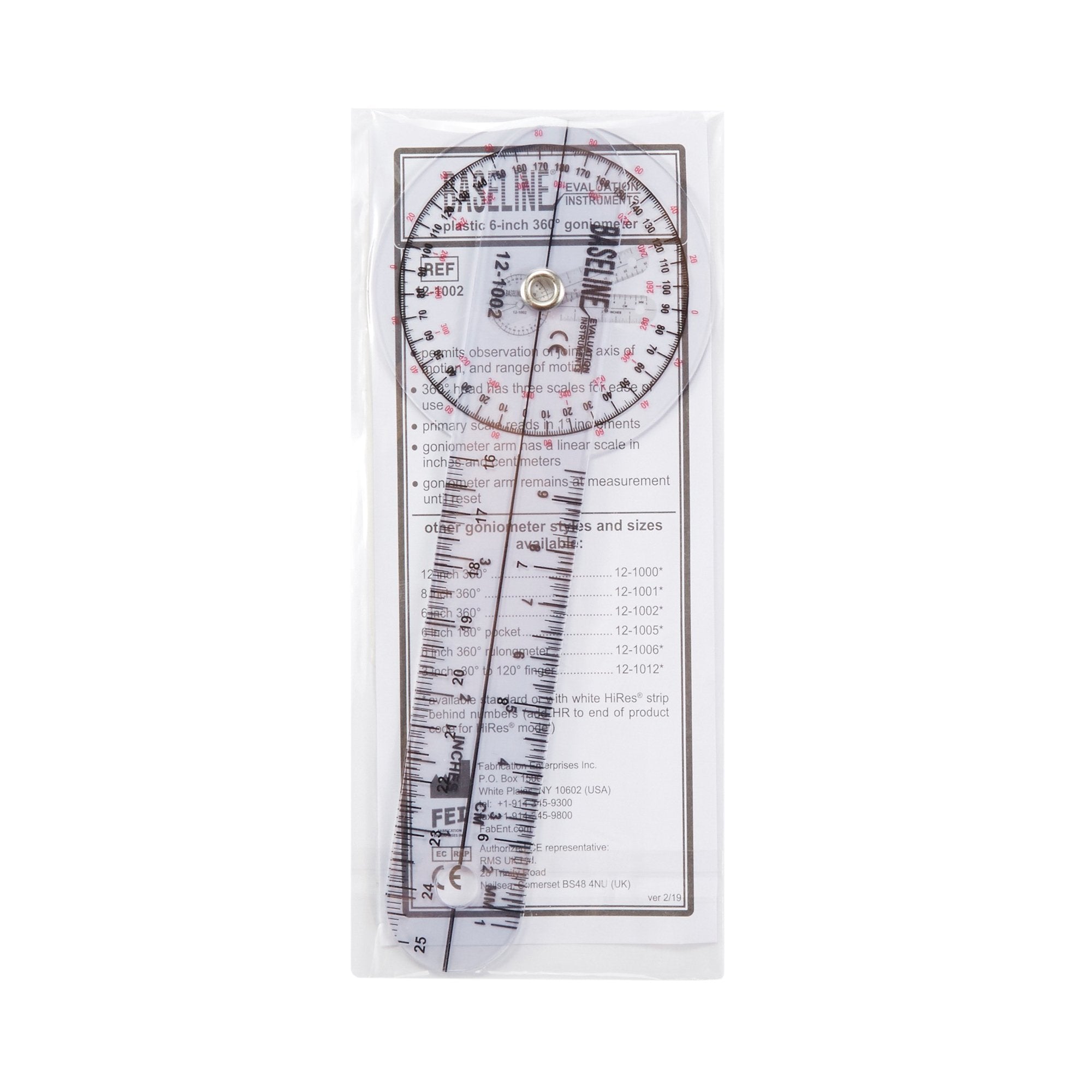 Baseline® 360° Head Plastic Goniometer, 6 Inch Arms 12-1002
