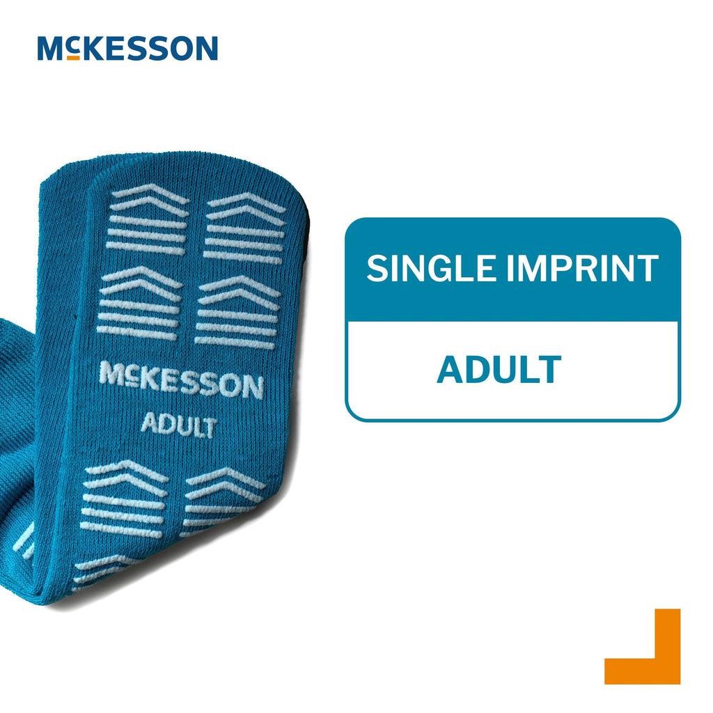 Slipper Socks McKesson Unisex Adult Large Single Tread Single Patient Use Teal 16-A-3828