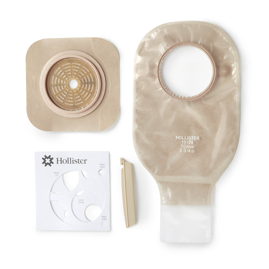 New Image™ 19104 2-Piece Clear Ileostomy/Colostomy Pouch, 70 mm Flange, Blue 19104