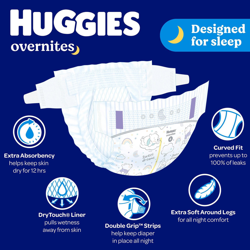 Unisex Baby Diaper Huggies® Overnites Size 7 Disposable Heavy Absorbency 54918