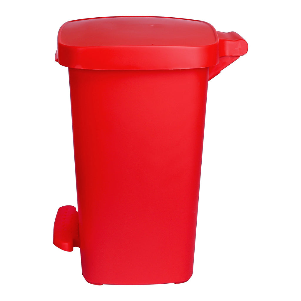 McKesson Waste Can with Step-On Pedal, Plastic, Red, 15.16 x 14.37 x 18.9 Inch 16-25270