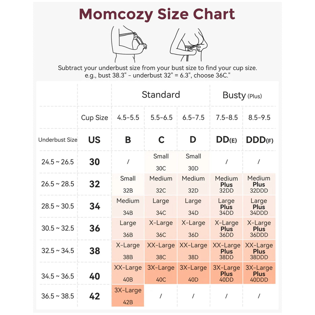 Nursing Bra Momcozy Jelly Strip 34 to 36 Inch Chest Medium Beige Back Hook and Eye Closure Adjustable Shoulder Strap FB046-SK100M-A