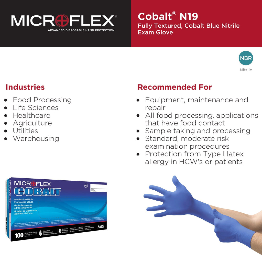 Microflex® Cobalt® Nitrile Exam Glove, Medium, Blue N192